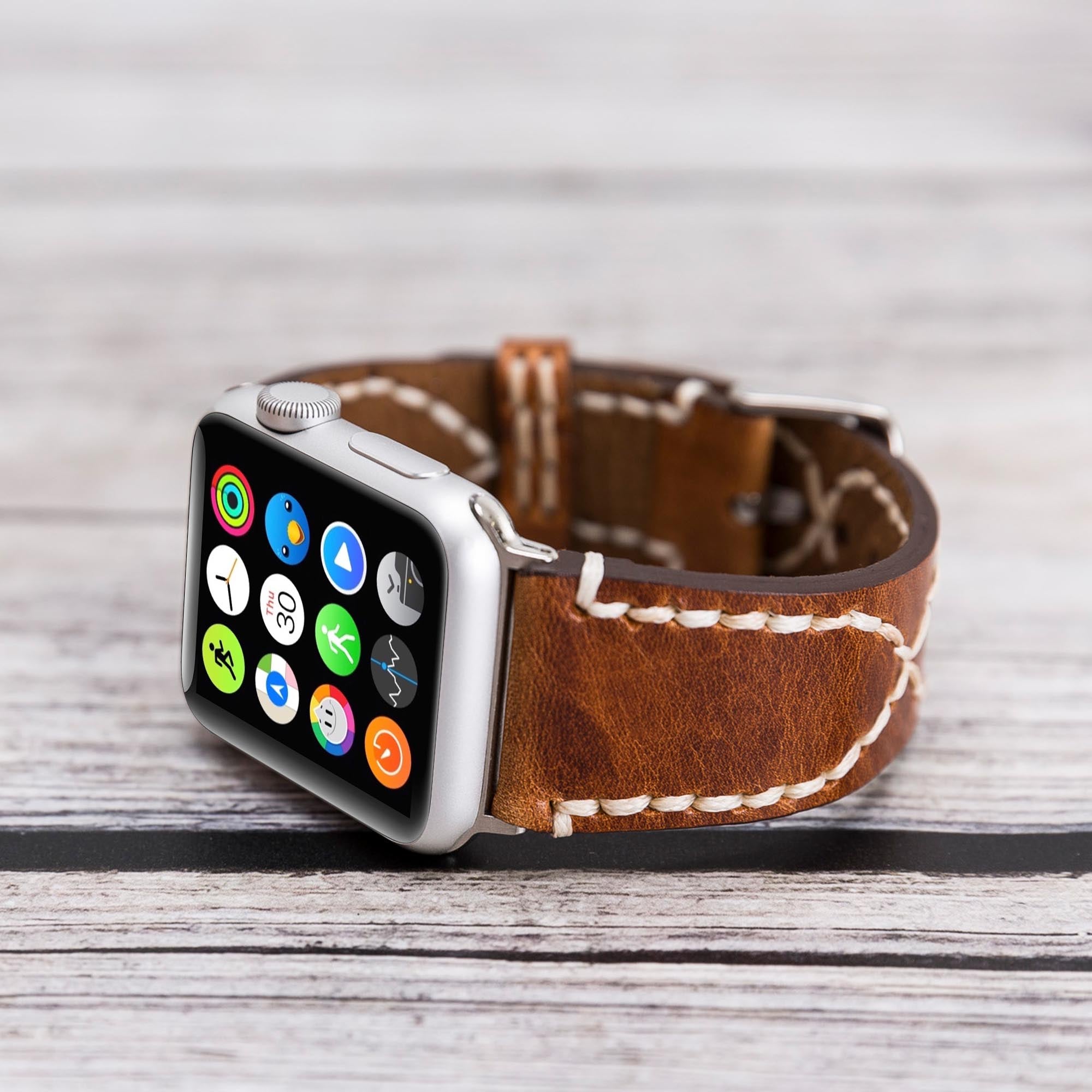 Full Grain Leather Band for Apple Watch - CAMEL - saracleather