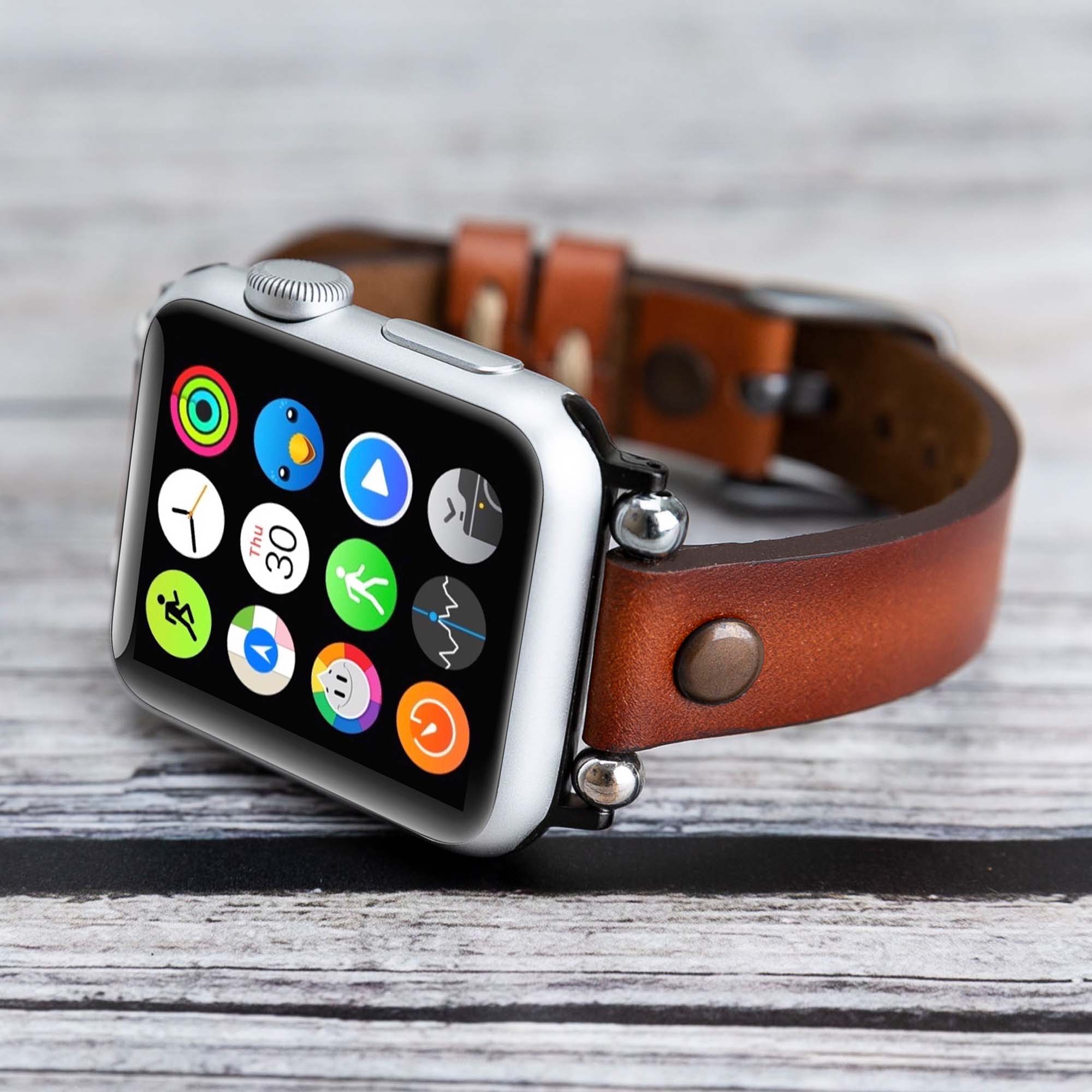 Ferro Strap - Full Grain Leather Band for Apple Watch - EFFECT BROWN - saracleather