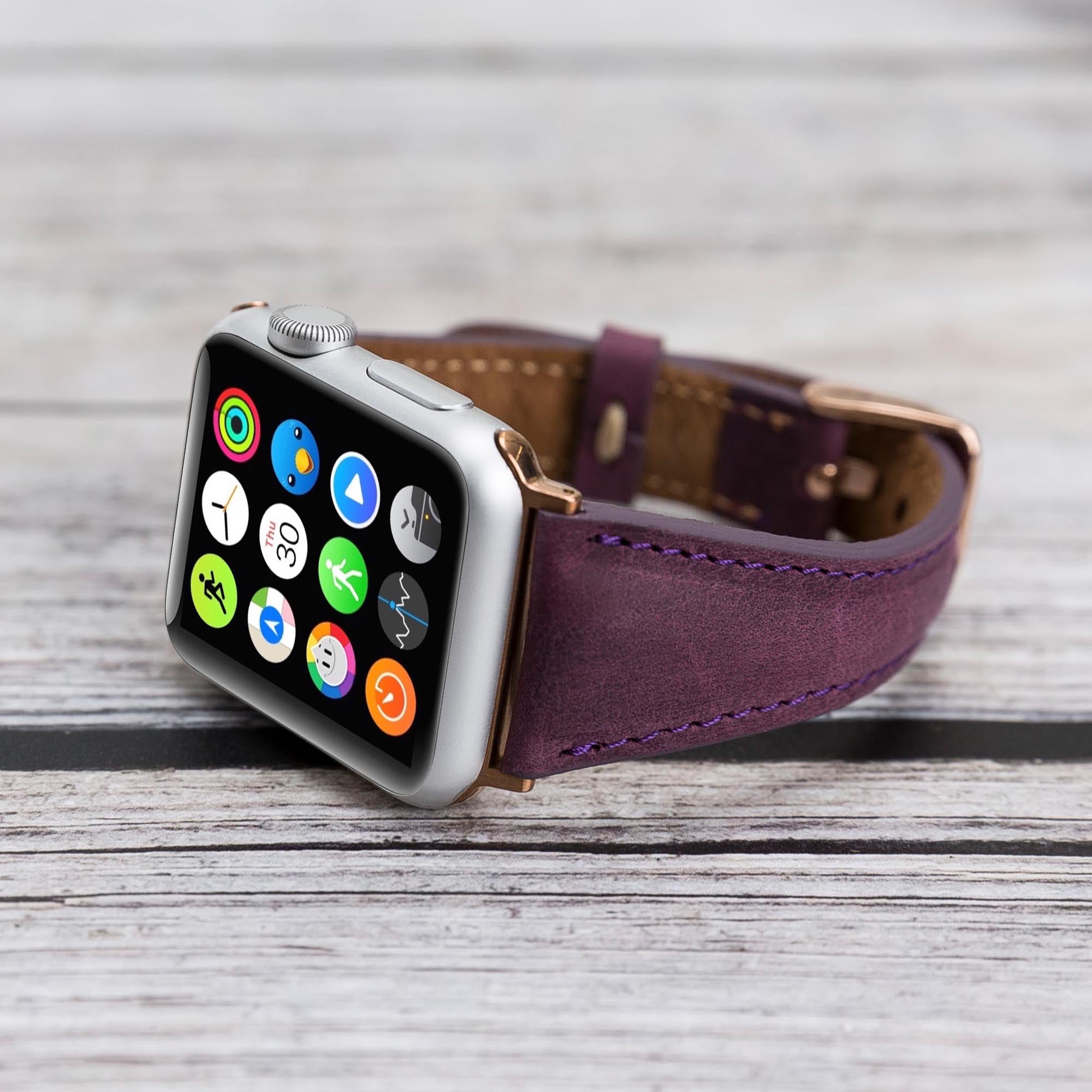 Slim Strap - Full Grain Leather Band for Apple Watch 38mm / 40mm - PURPLE - saracleather