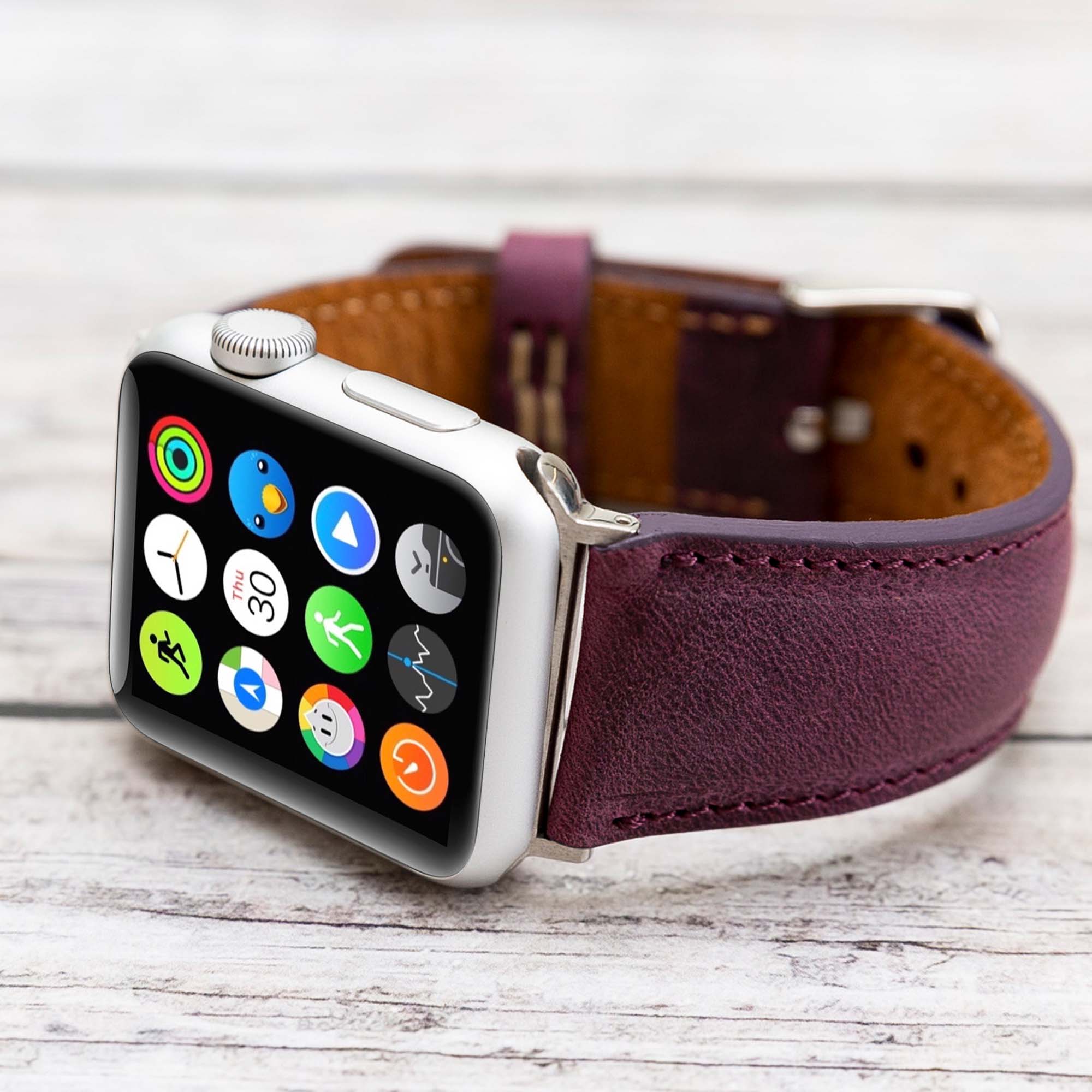 Full Grain Leather Band for Apple Watch - PURPLE - saracleather