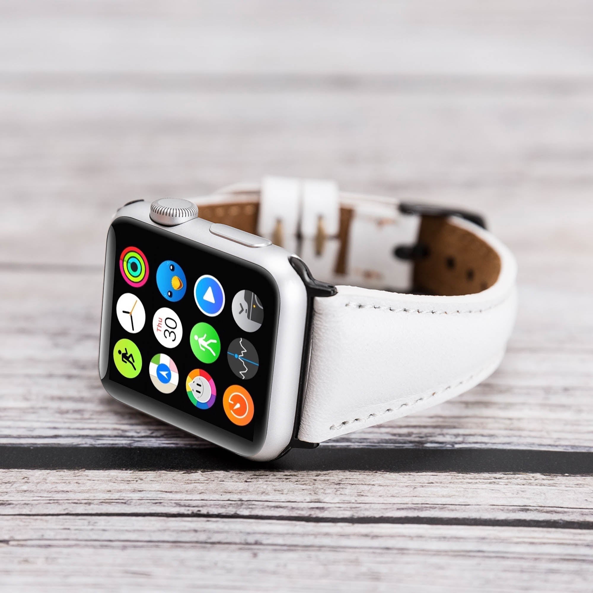 Slim Strap - Full Grain Leather Band for Apple Watch 38mm / 40mm - WHITE - saracleather