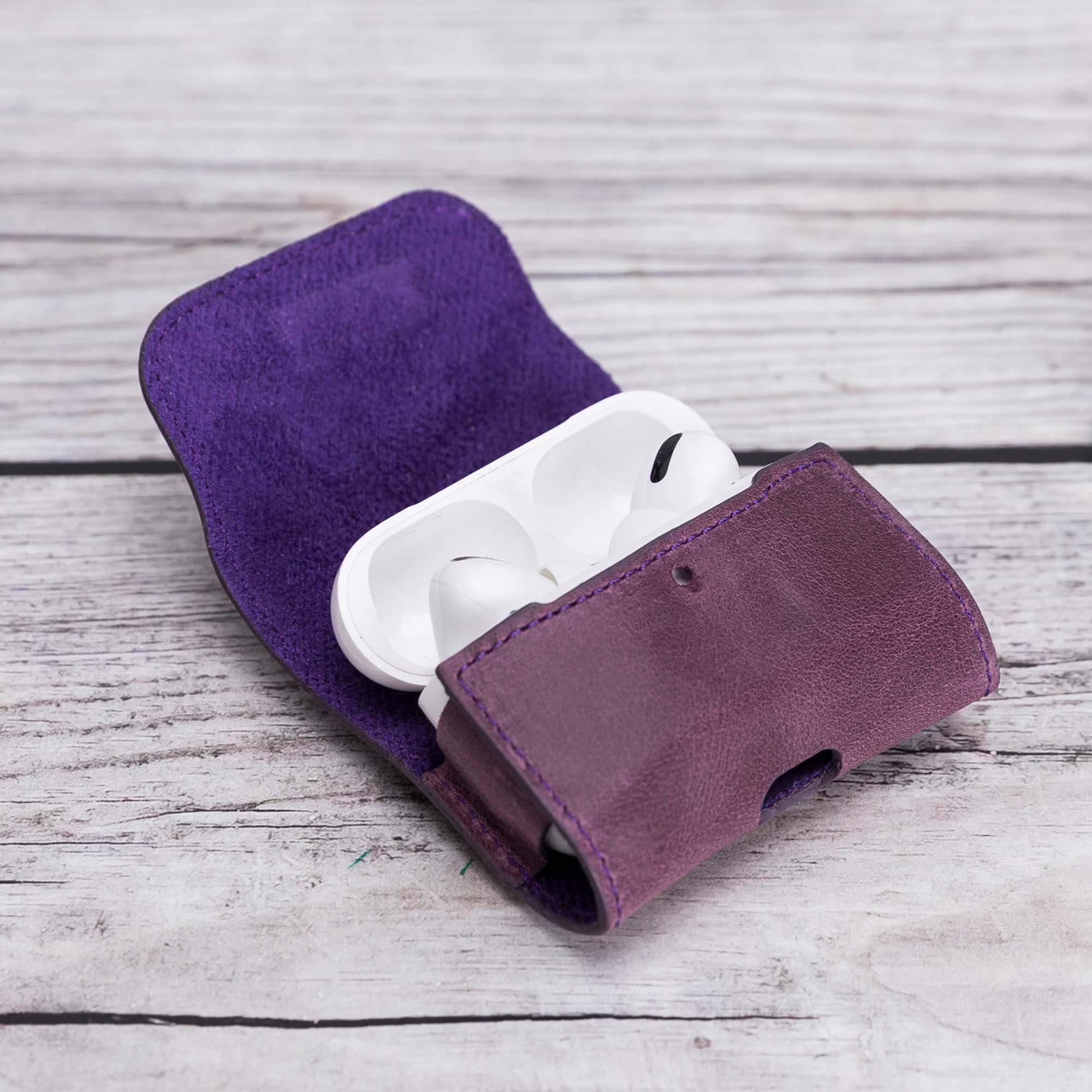 Mai Magnet Leather Case for AirPods Pro - PURPLE - saracleather