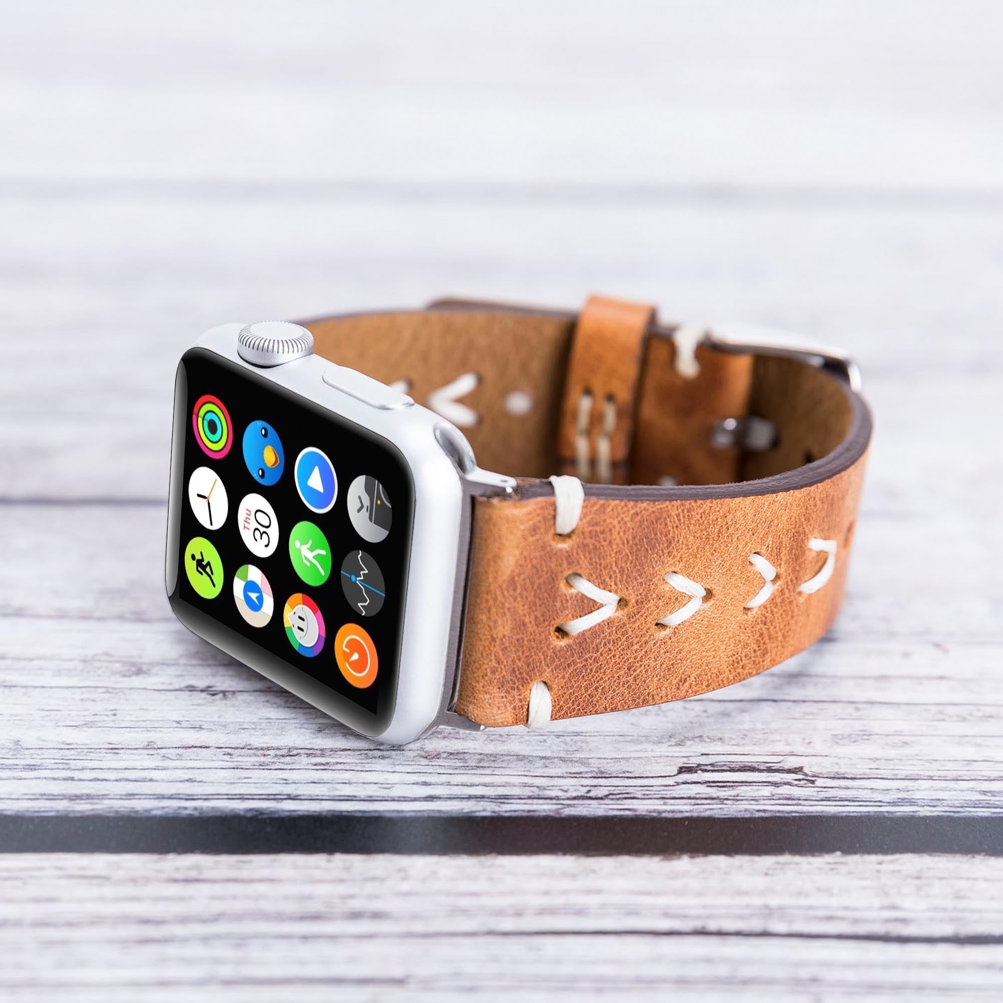 Full Grain Leather Band for Apple Watch - CAMEL - saracleather