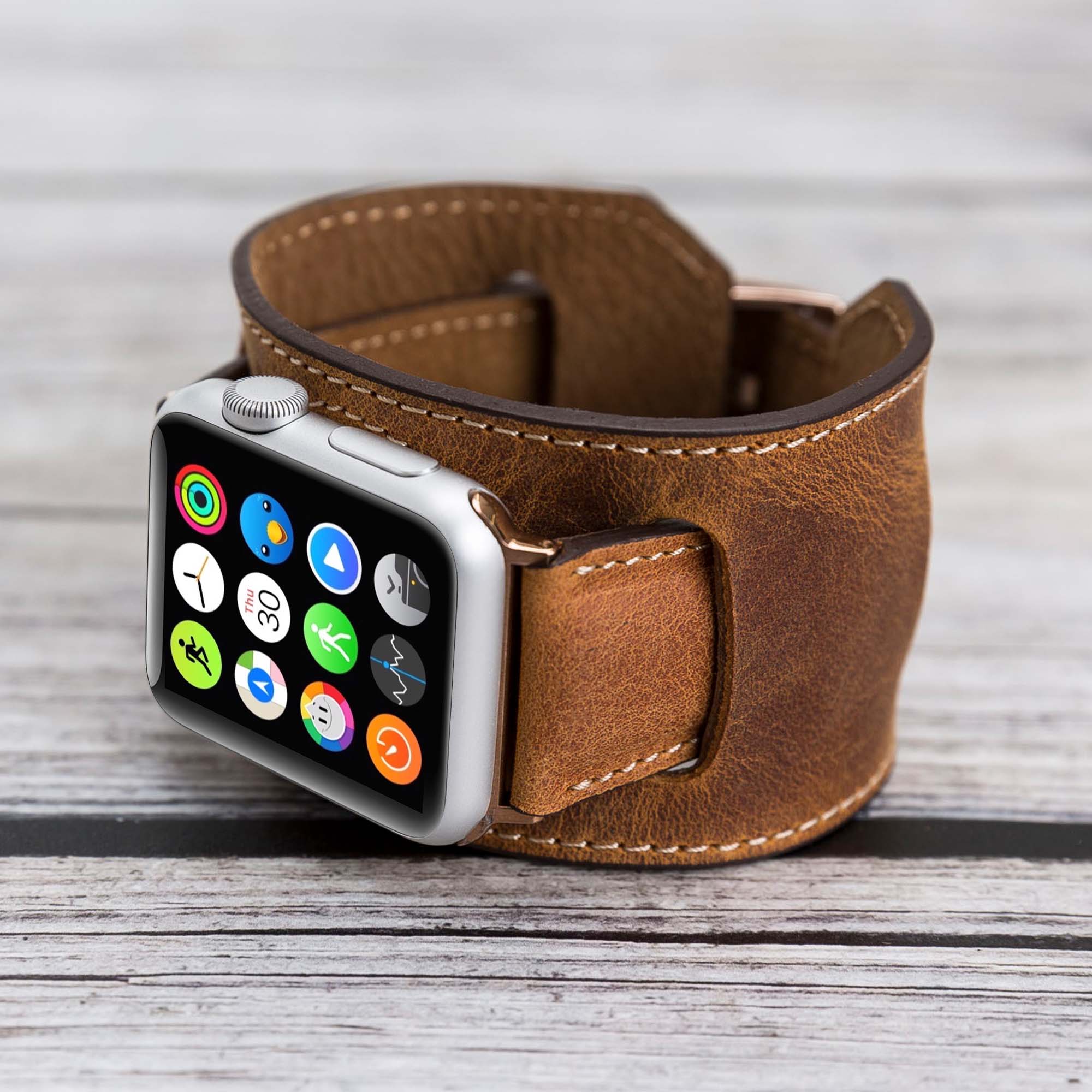 Cuff Strap: Full Grain Leather Band for Apple Watch - TAN - saracleather