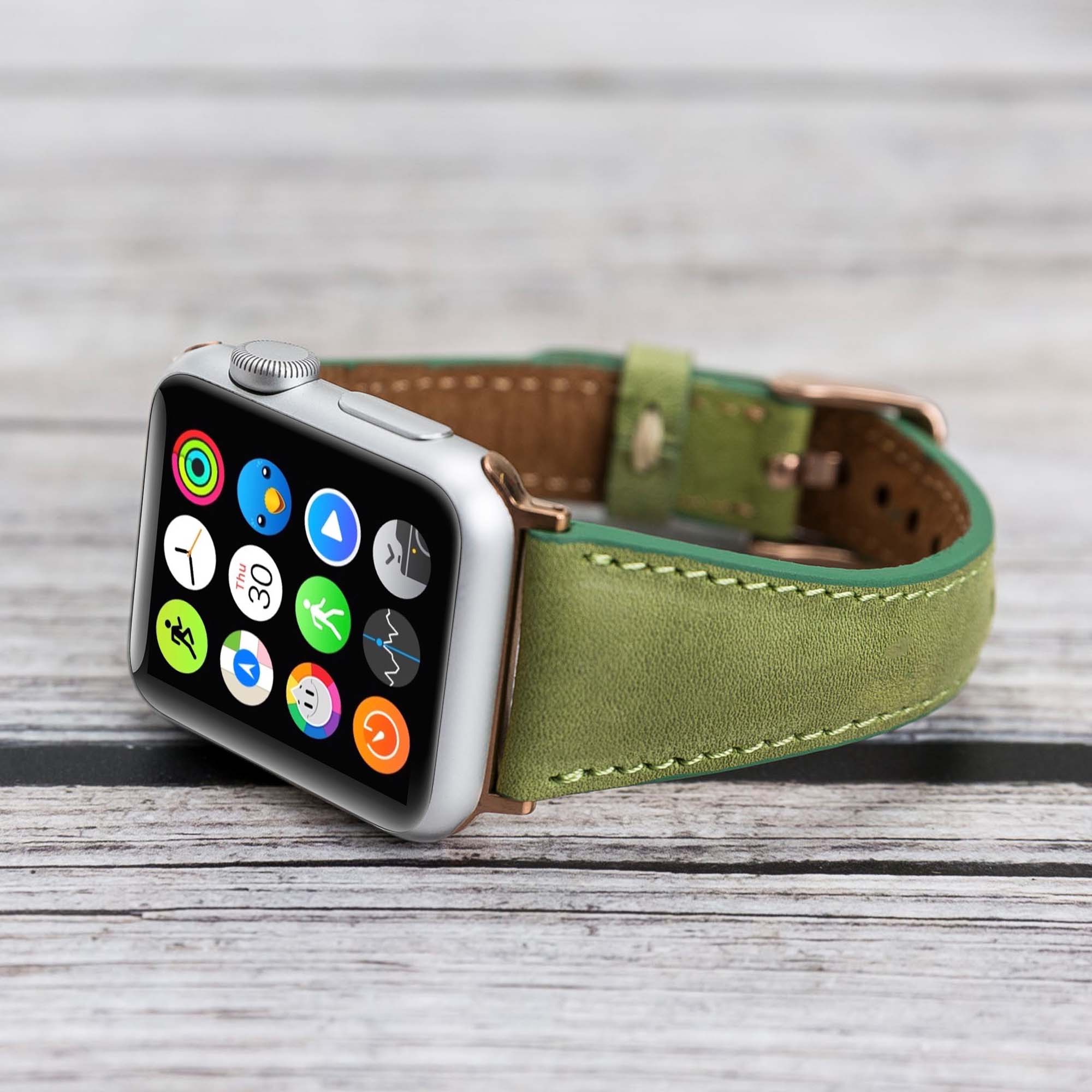 Slim Strap - Full Grain Leather Band for Apple Watch 38mm / 40mm - GREEN - saracleather