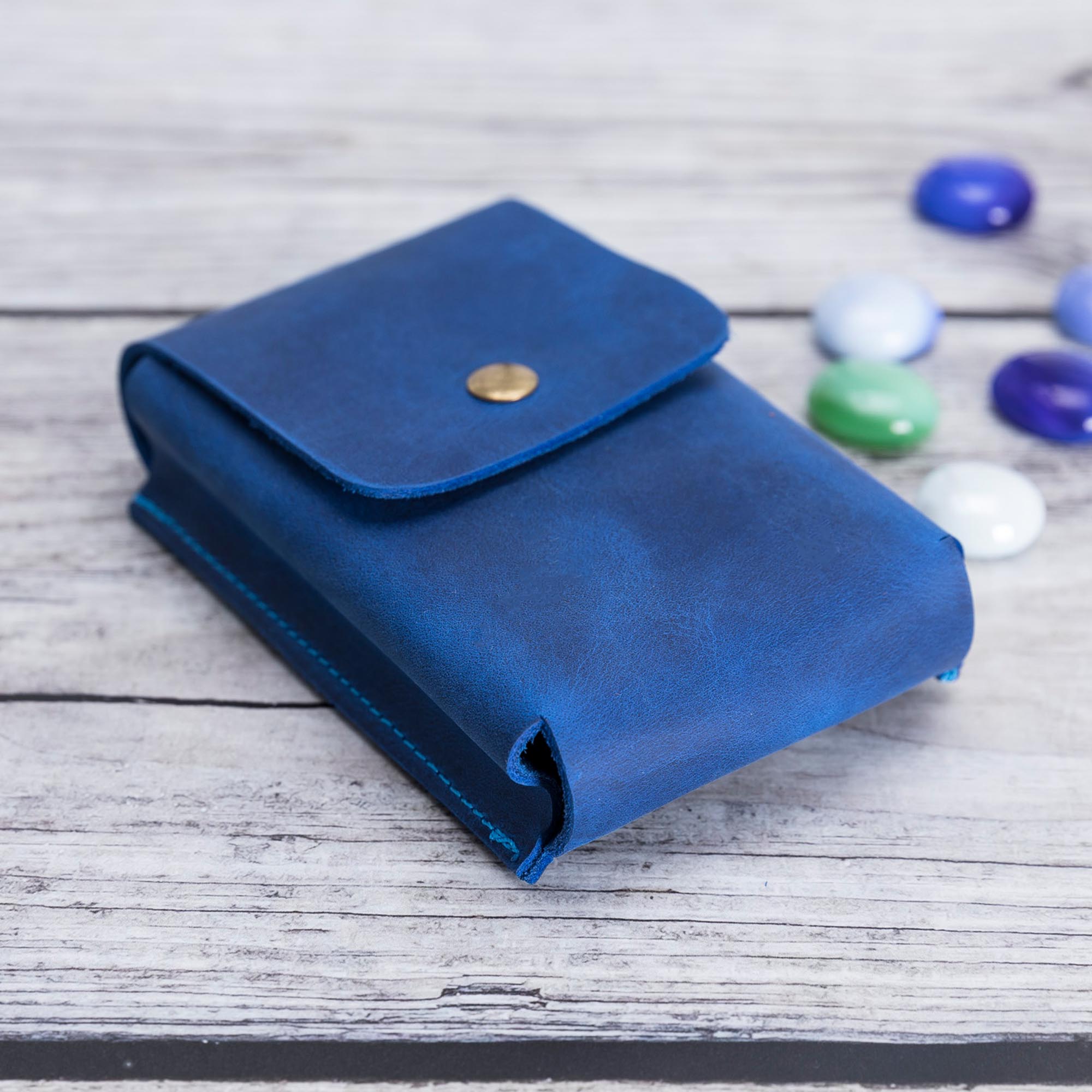 Troy Leather Case for Cigarette - BLUE - saracleather