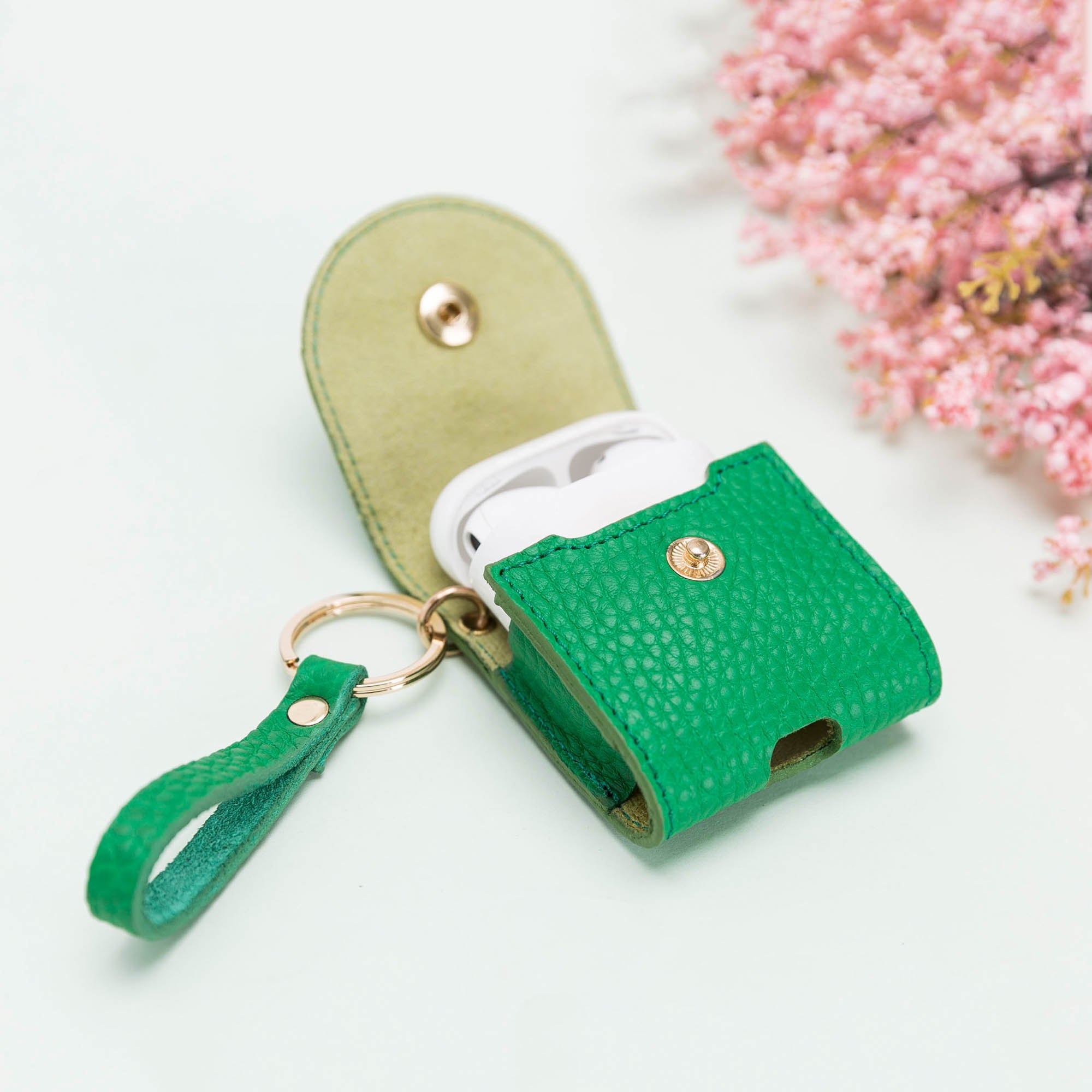 Mai Leather Case for AirPods 1 & 2 - GREEN - saracleather