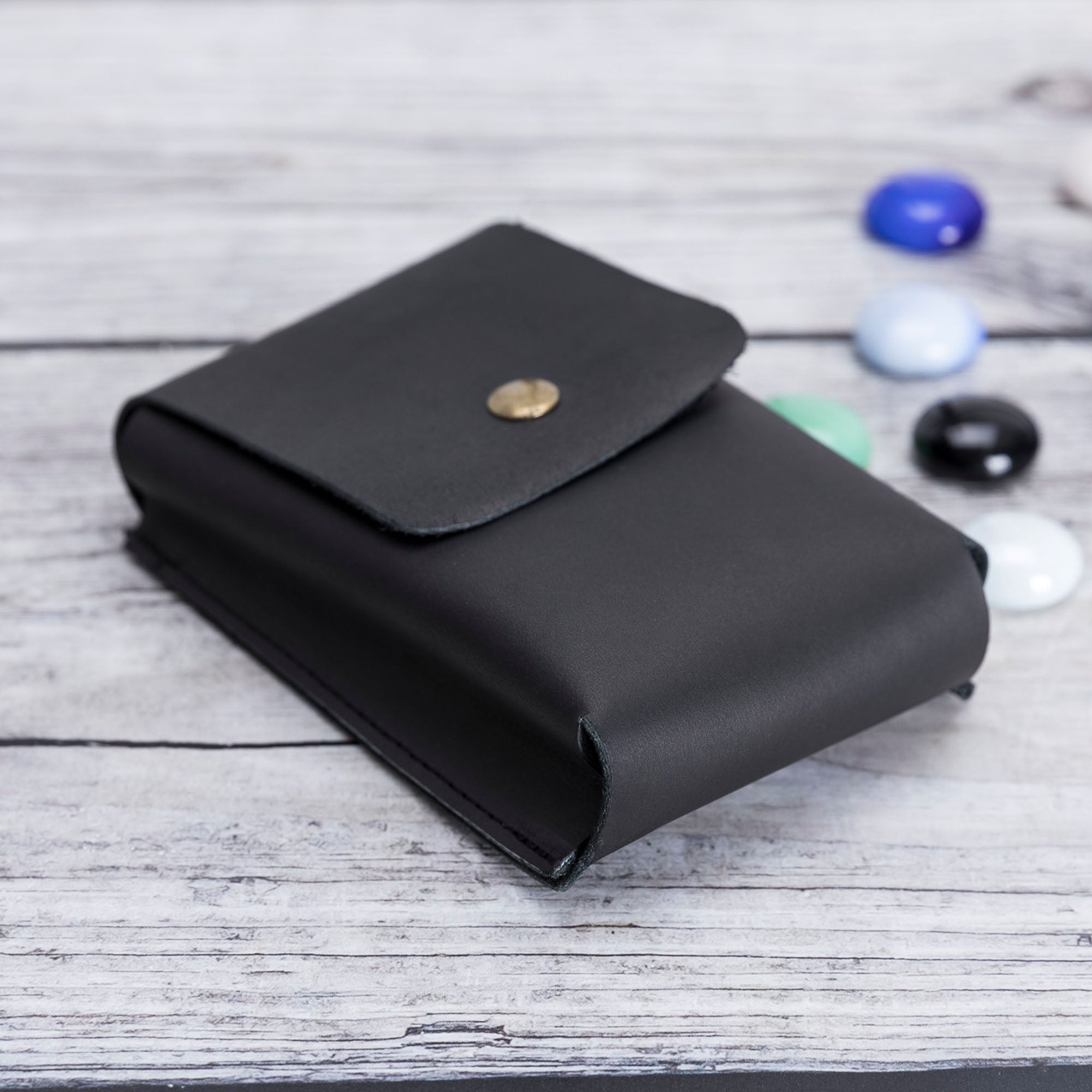 Troy Leather Case for Cigarette - BLACK - saracleather