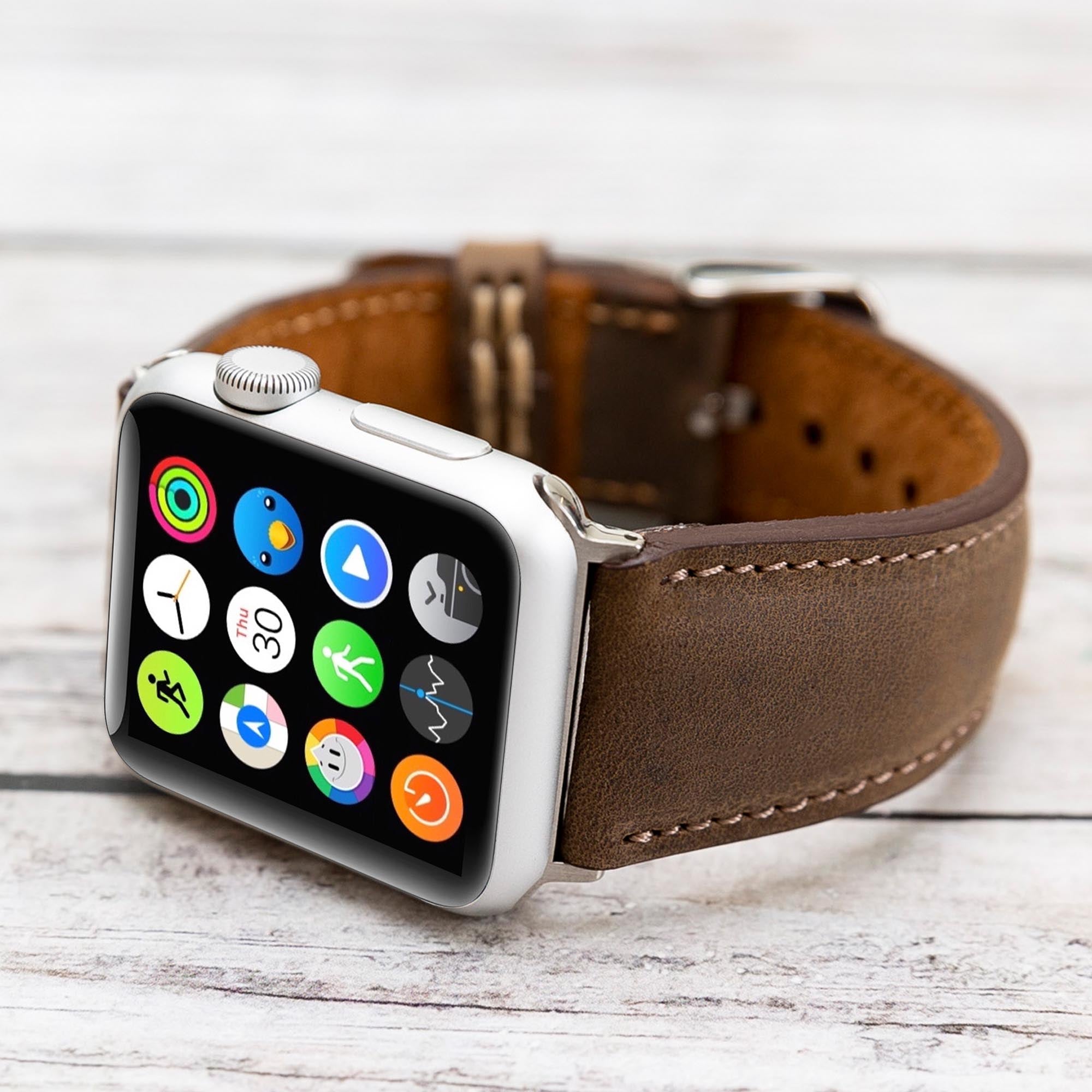 Full Grain Leather Band for Apple Watch - BROWN - saracleather