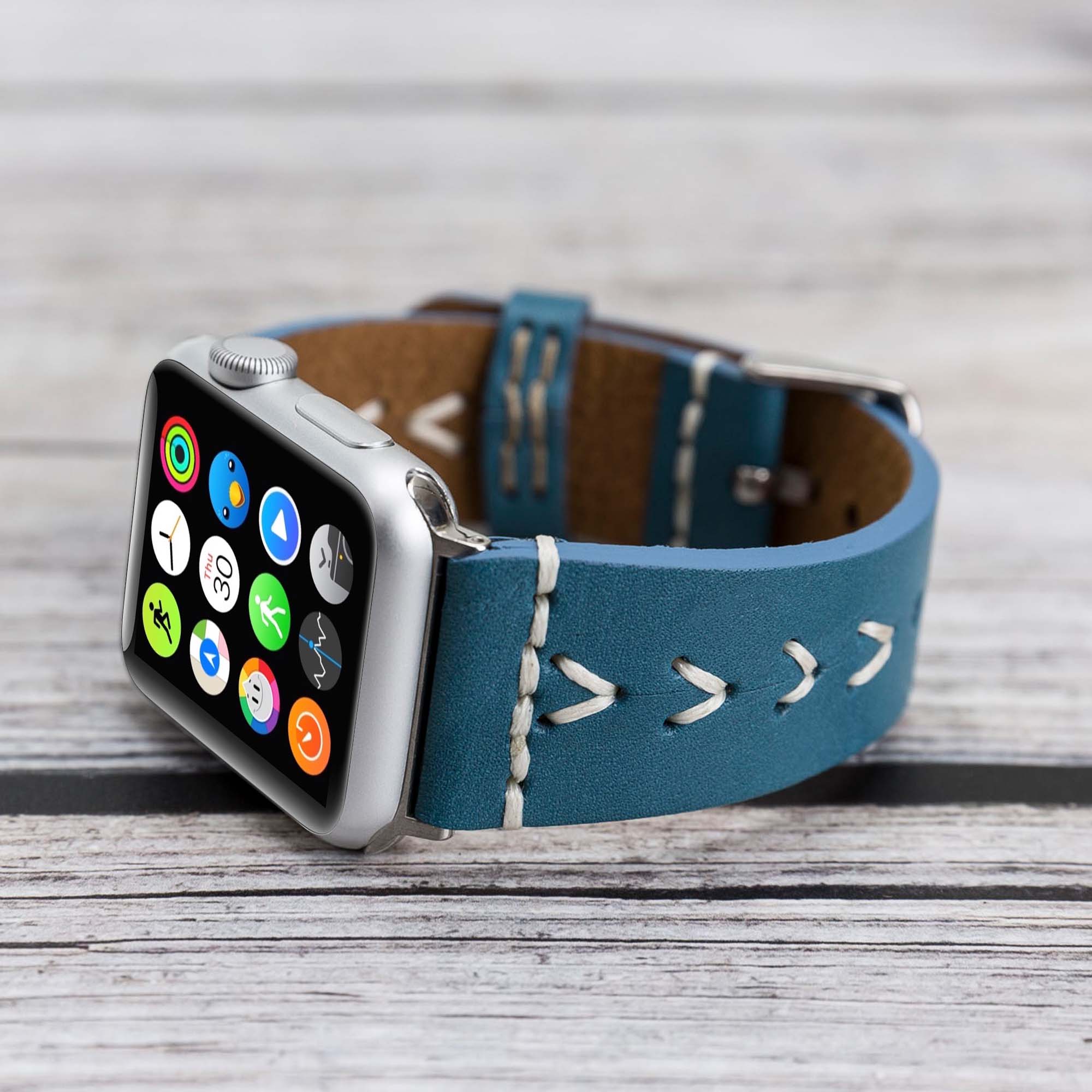 Full Grain Leather Band for Apple Watch - BLUE - saracleather