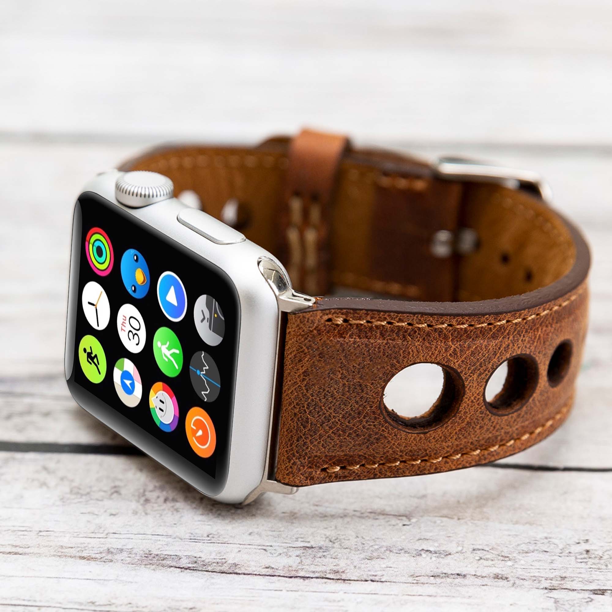 Holo Strap: Full Grain Leather Band for Apple Watch 38mm / 40mm - BROWN - saracleather