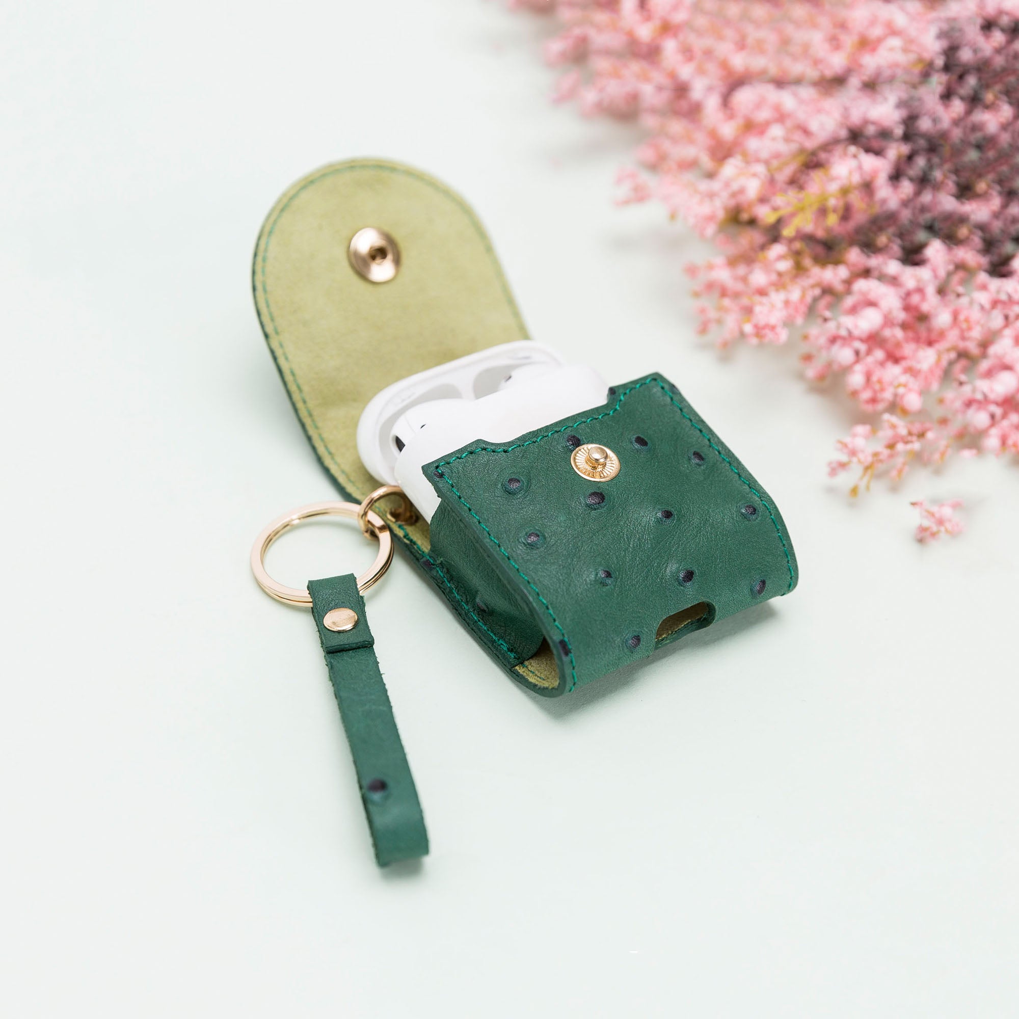 Mai Leather Case for AirPods 1 & 2 - GREEN - saracleather