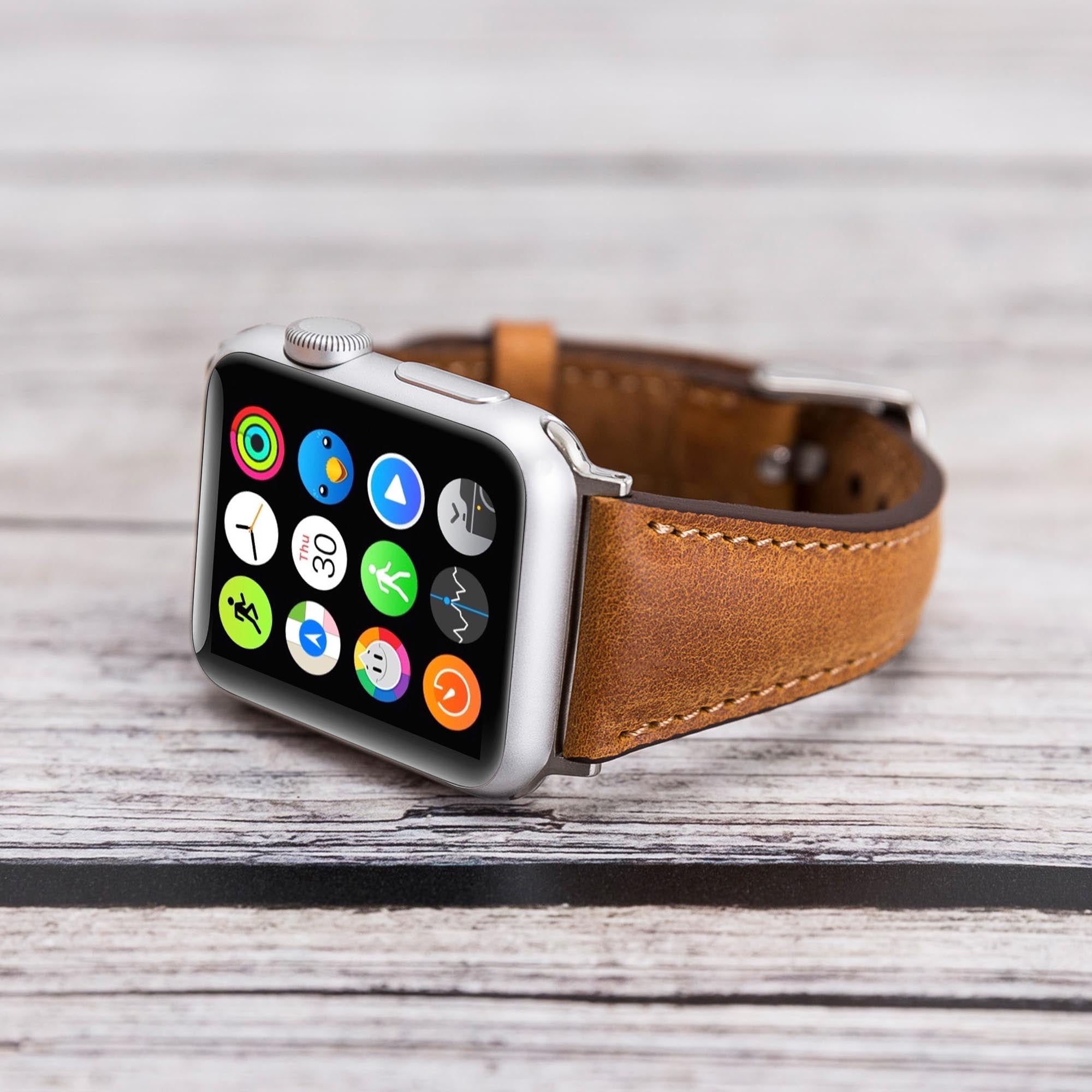 Slim Strap - Full Grain Leather Band for Apple Watch 38mm / 40mm - TAN - saracleather