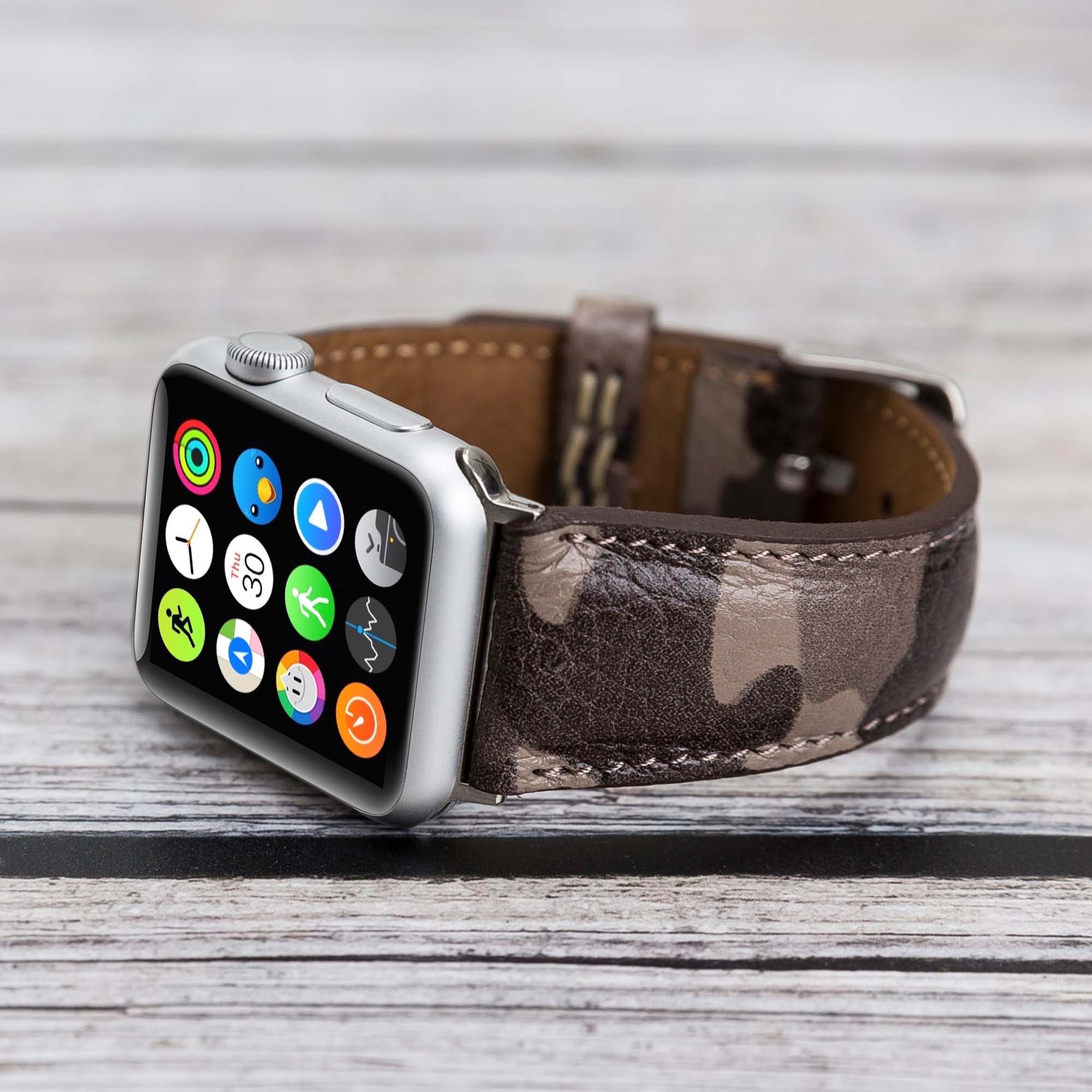 Full Grain Leather Band for Apple Watch - CAMOUFLAGE BROWN - saracleather