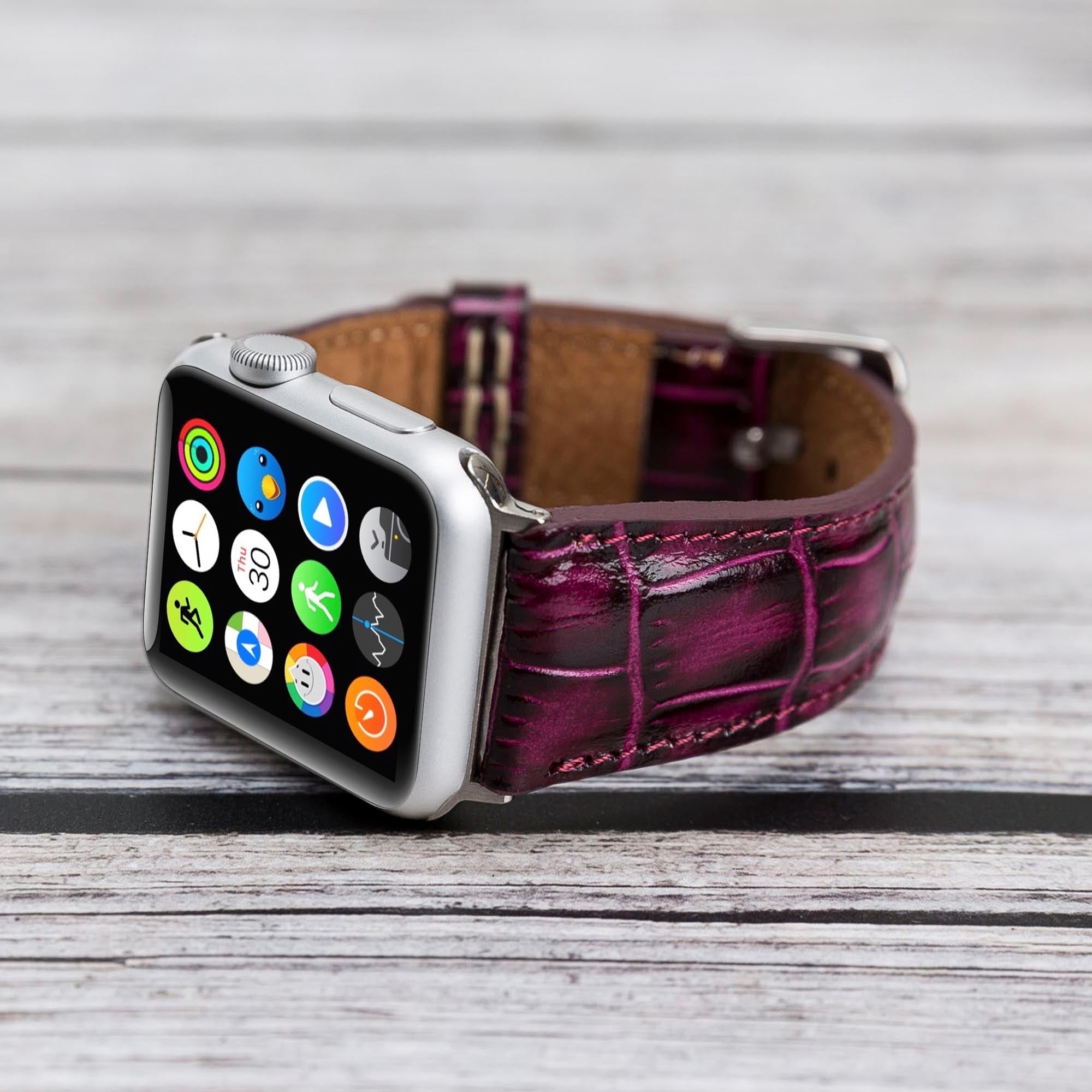 Full Grain Leather Band for Apple Watch - PURPLE - saracleather