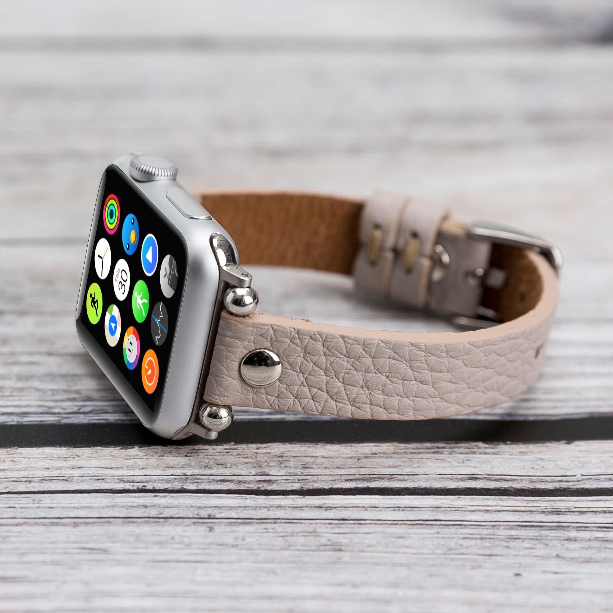 Ferro Strap - Full Grain Leather Band for Apple Watch - GRAY - saracleather