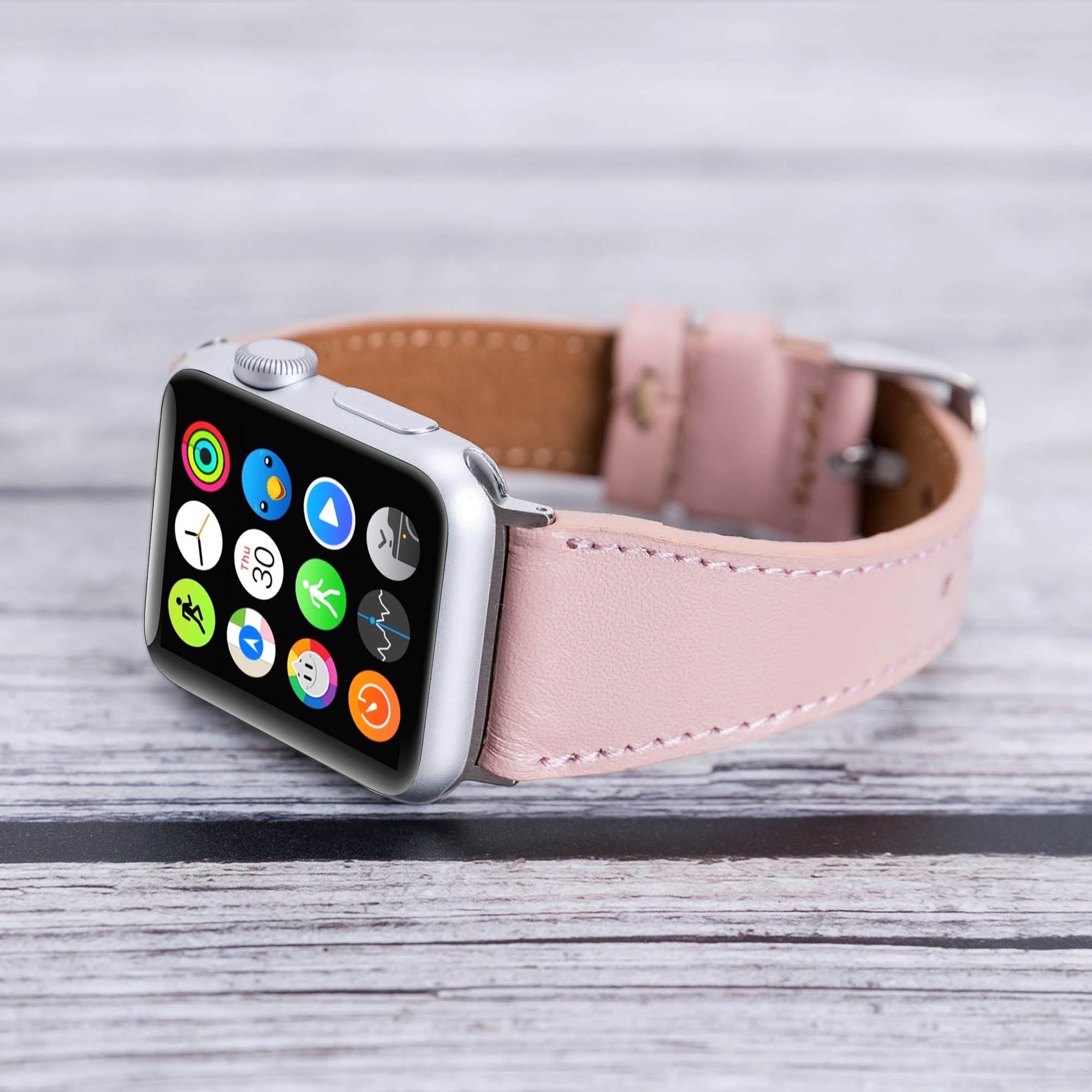 Full Grain Leather Band for Apple Watch - PINK - saracleather