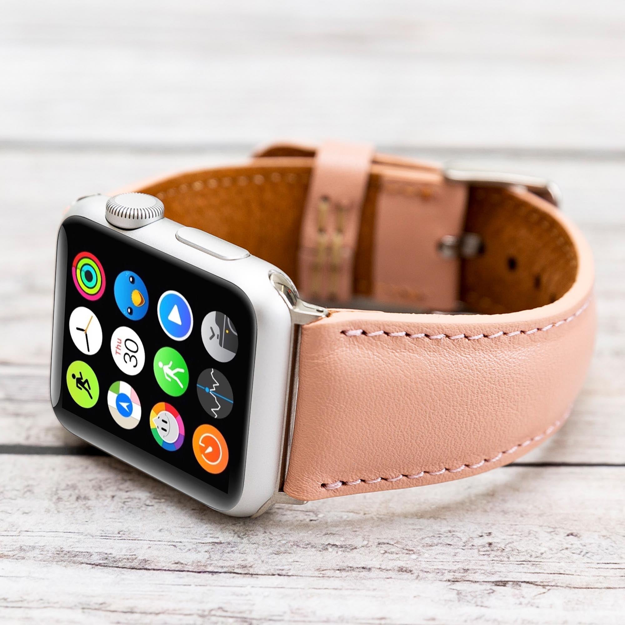 Full Grain Leather Band for Apple Watch - PINK - saracleather