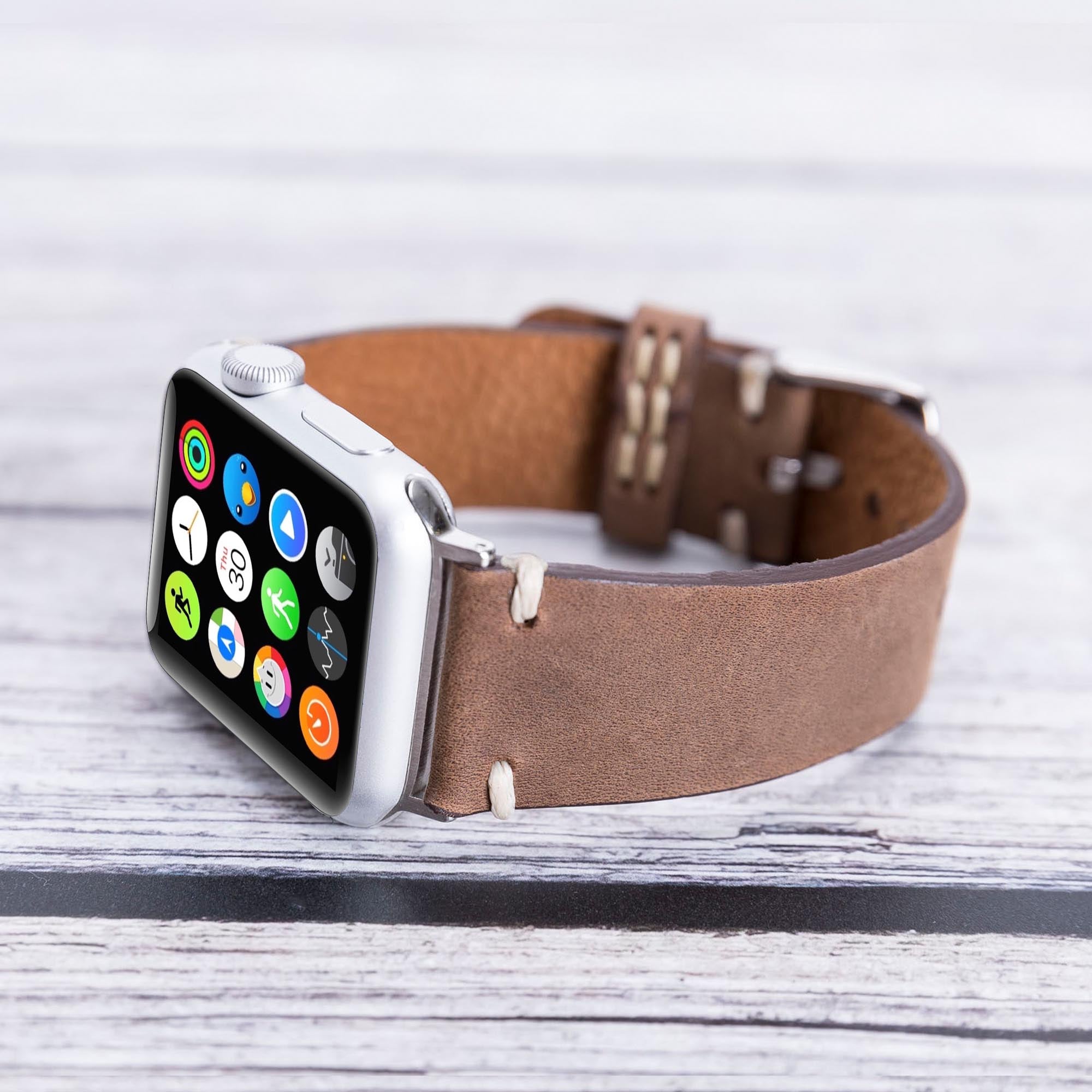 Full Grain Leather Band for Apple Watch - BROWN - saracleather