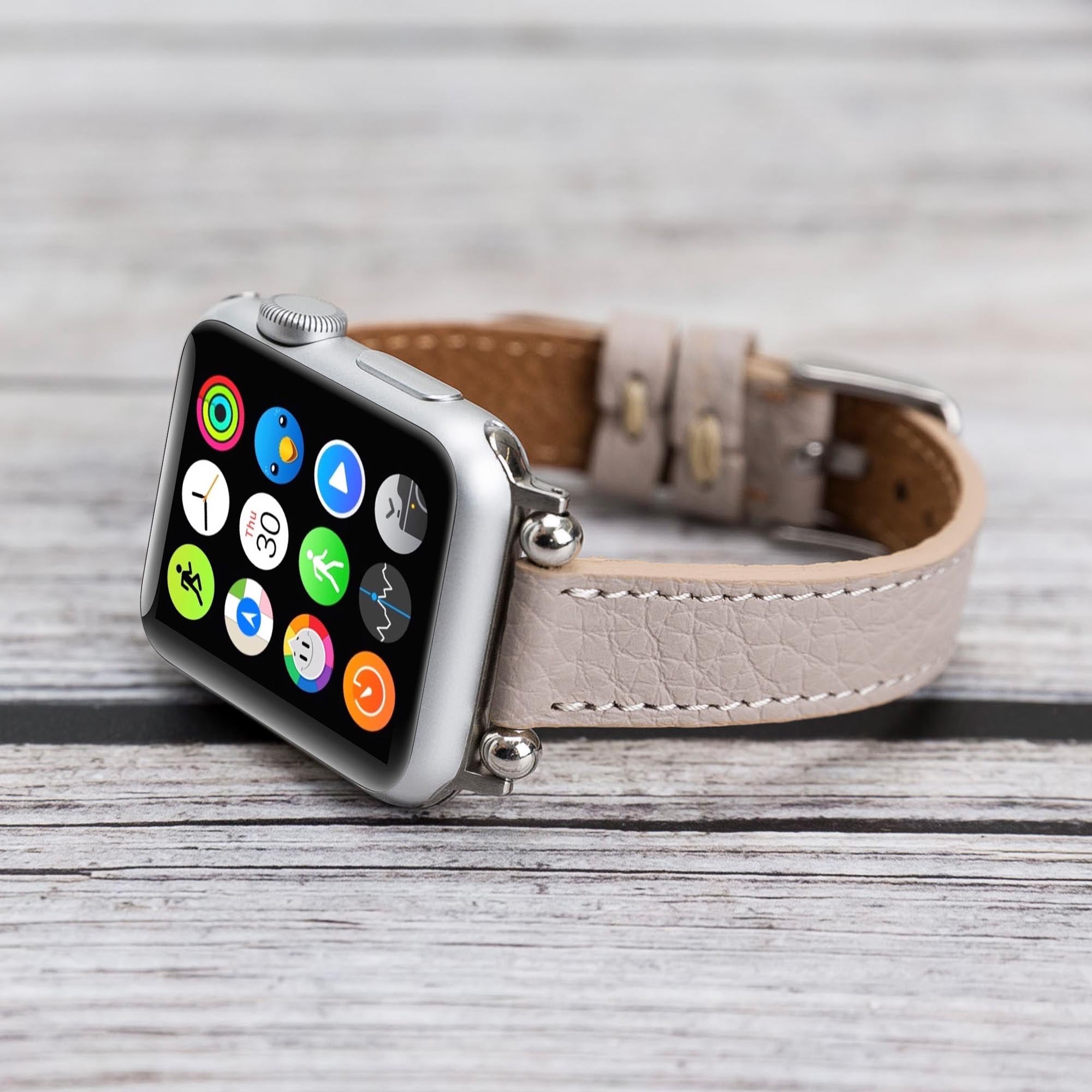 Ferro Strap - Full Grain Leather Band for Apple Watch - GRAY - saracleather