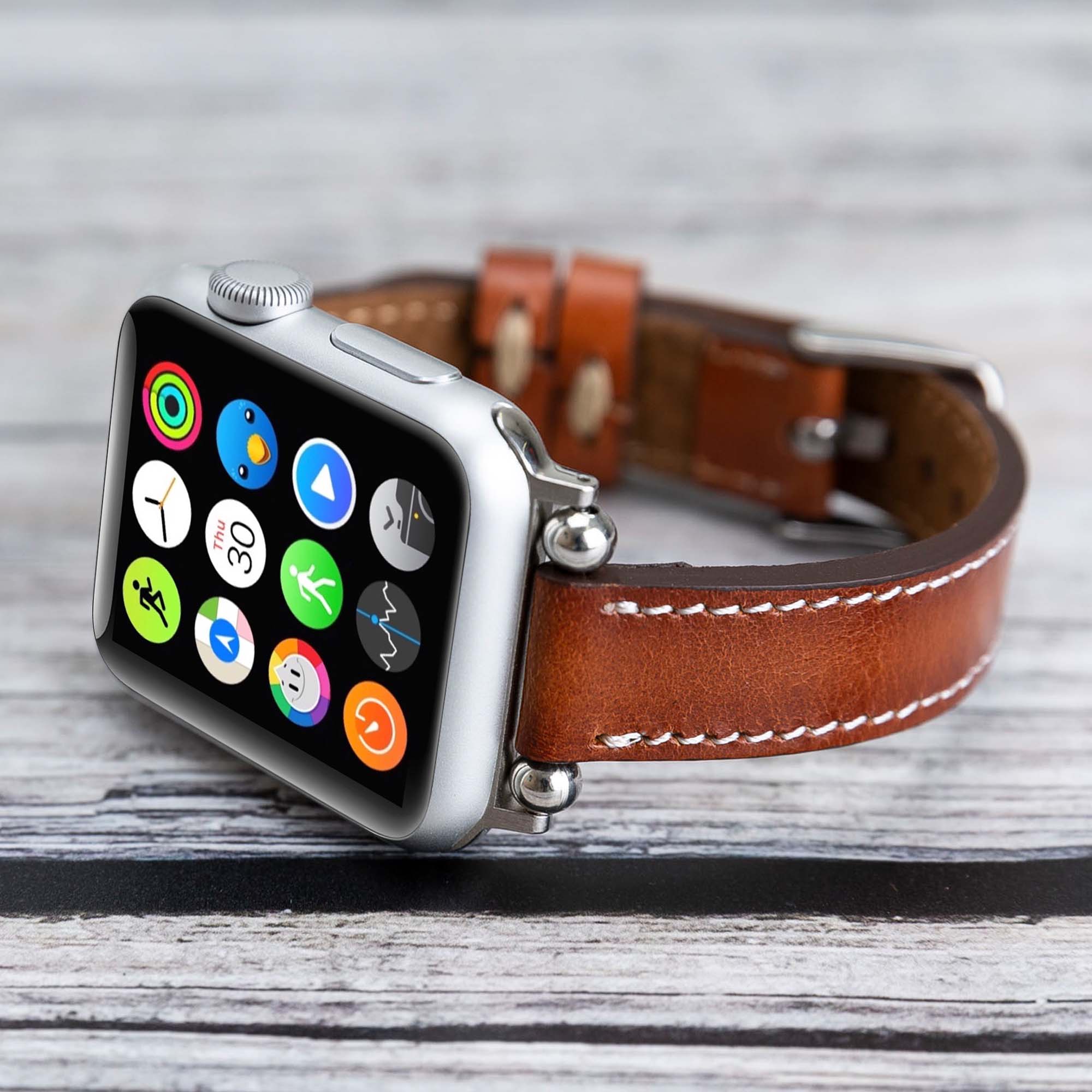 Ferro Strap - Full Grain Leather Band for Apple Watch - EFFECT BROWN - saracleather