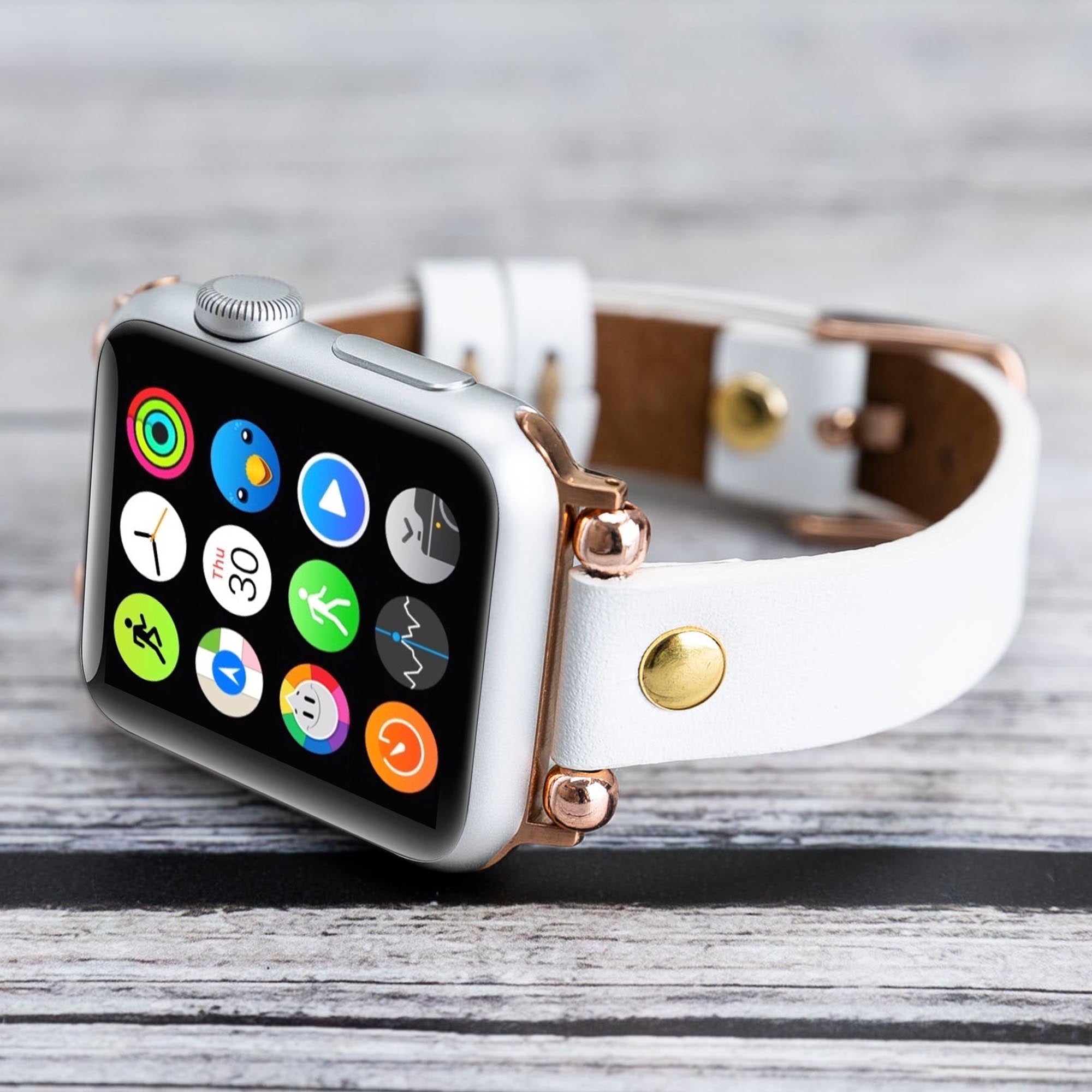 Ferro Strap - Full Grain Leather Band for Apple Watch - WHITE - saracleather