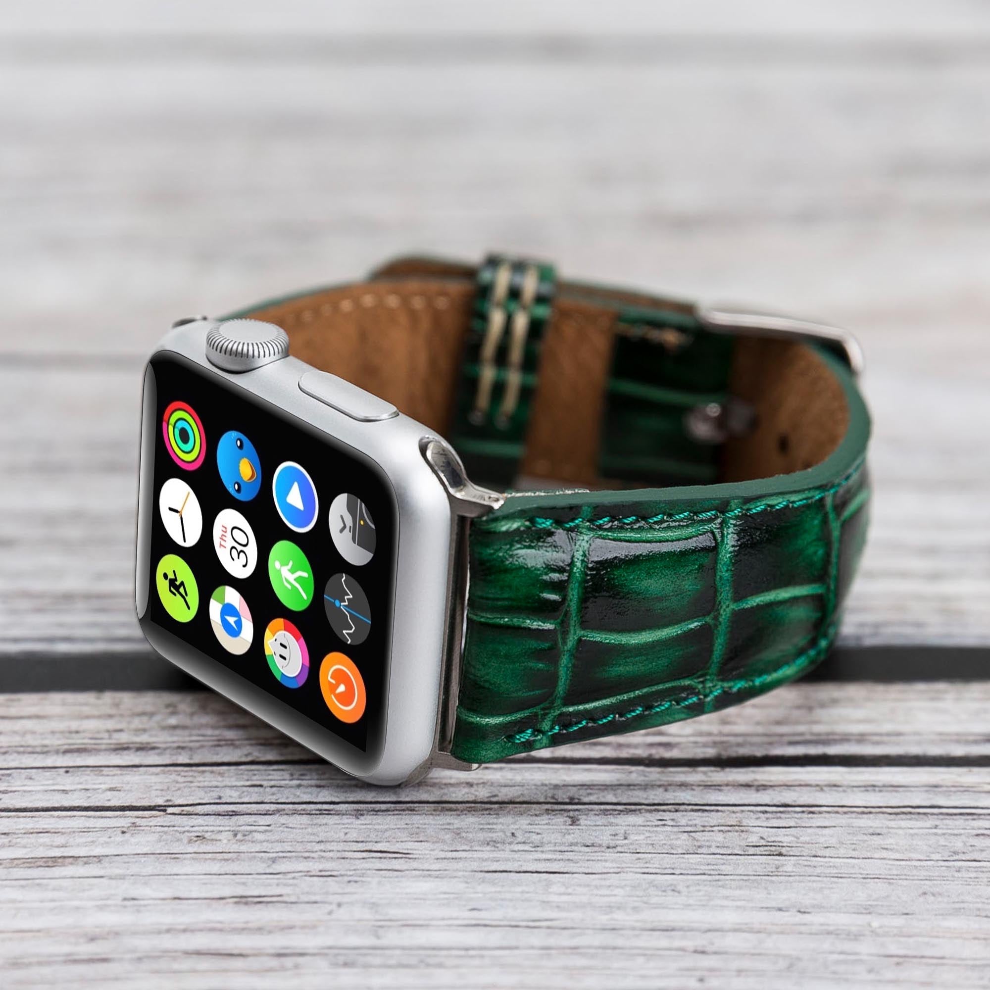 Full Grain Leather Band for Apple Watch - GREEN - saracleather