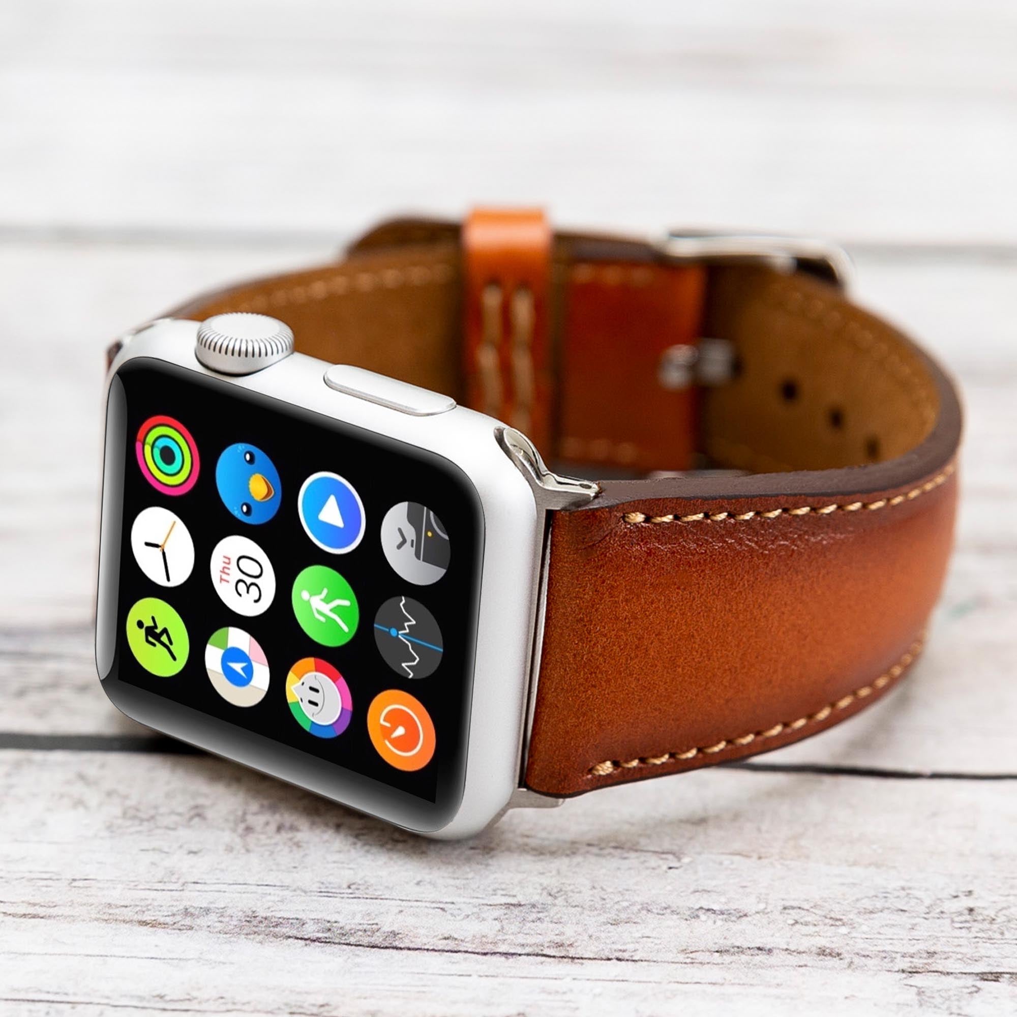 Full Grain Leather Band for Apple Watch - EFFECT TAN - saracleather