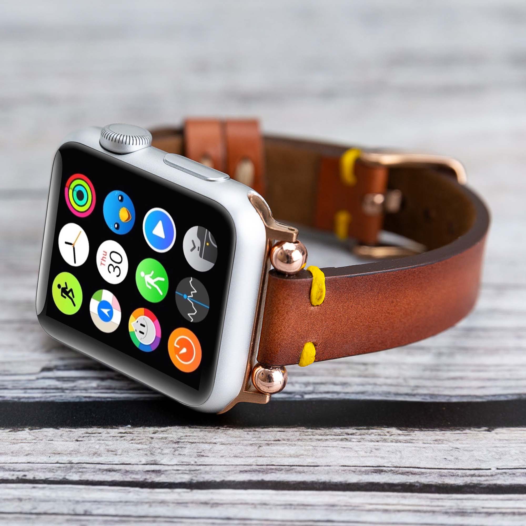 Ferro Strap - Full Grain Leather Band for Apple Watch - EFFECT BROWN - saracleather