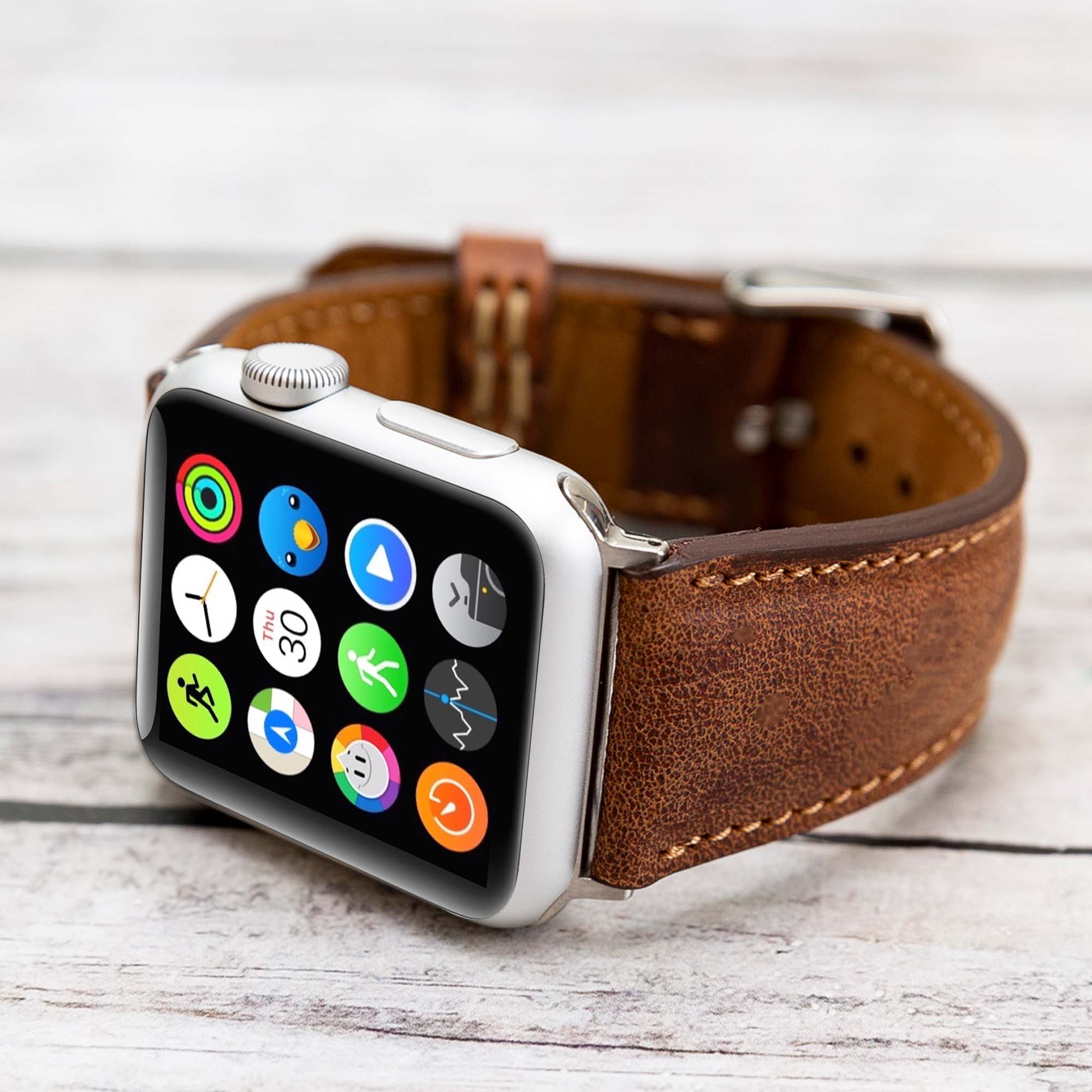 Full Grain Leather Band for Apple Watch - BROWN - saracleather