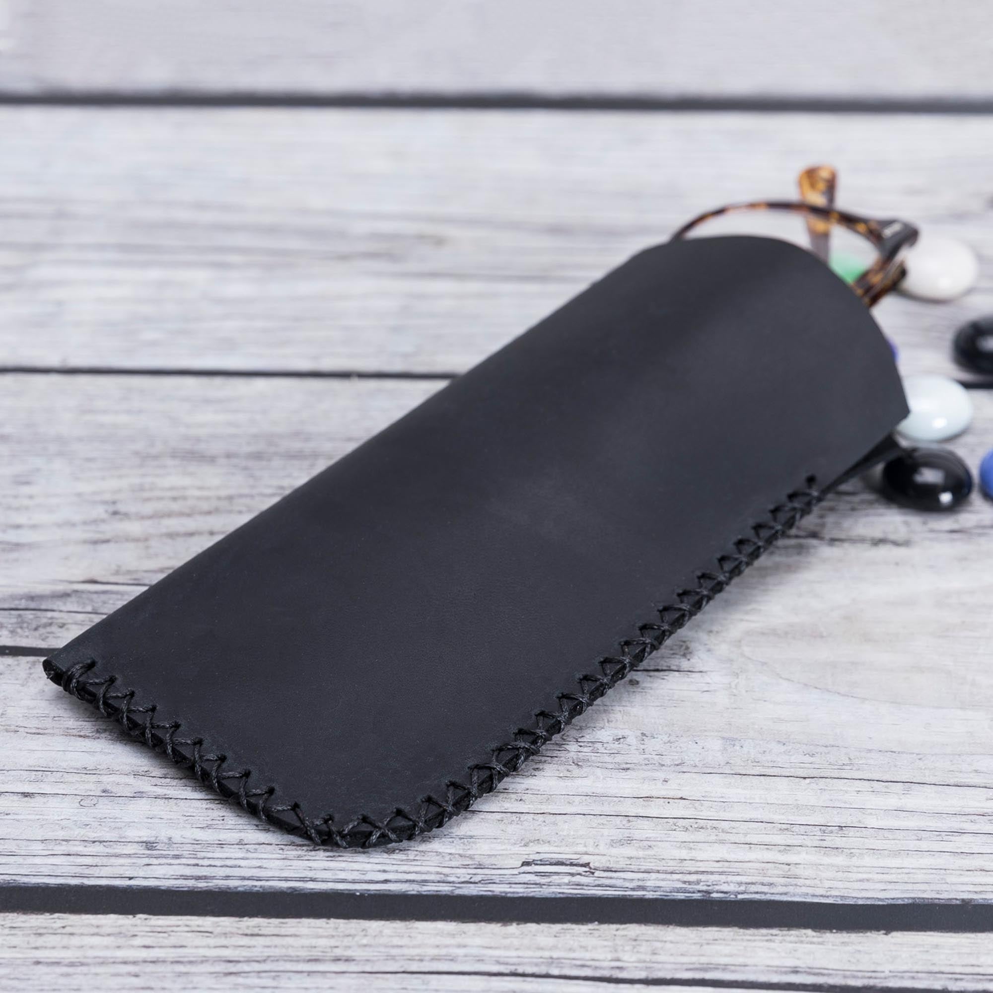 Leather Case For Glasses - BLACK - saracleather