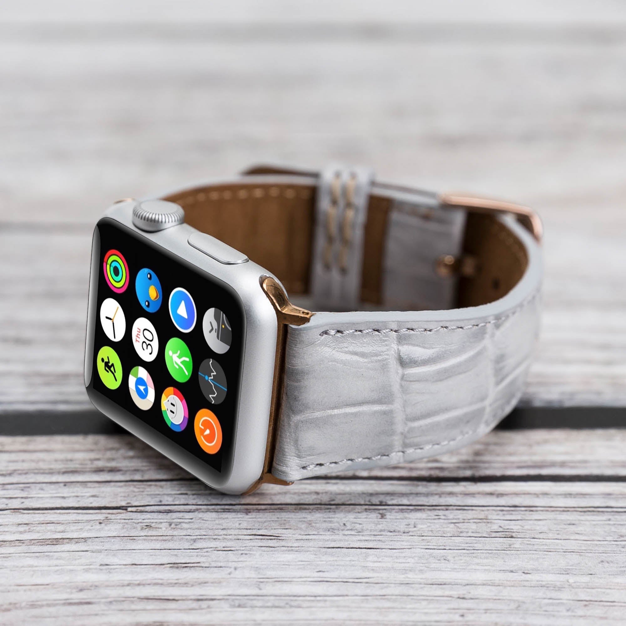 Full Grain Leather Band for Apple Watch - GRAY - saracleather