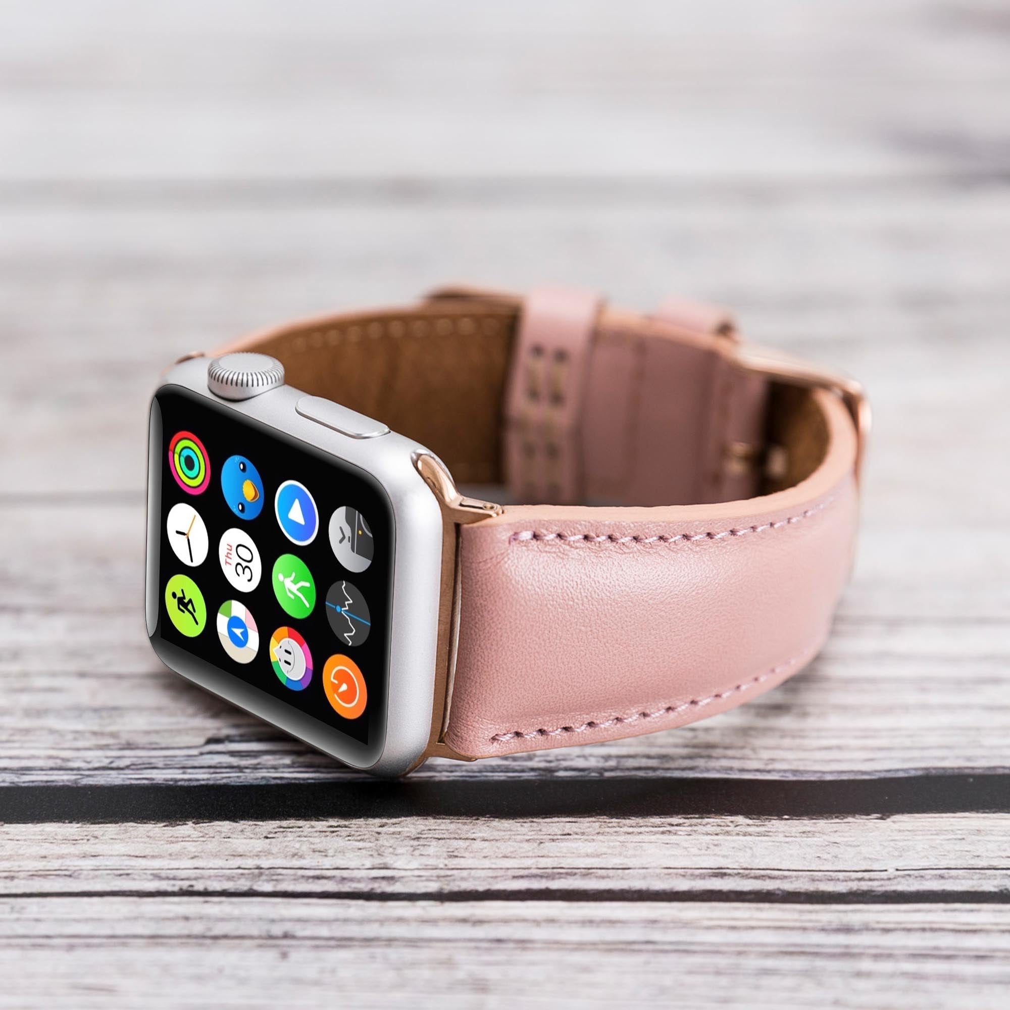 Full Grain Leather Band for Apple Watch - PINK - saracleather