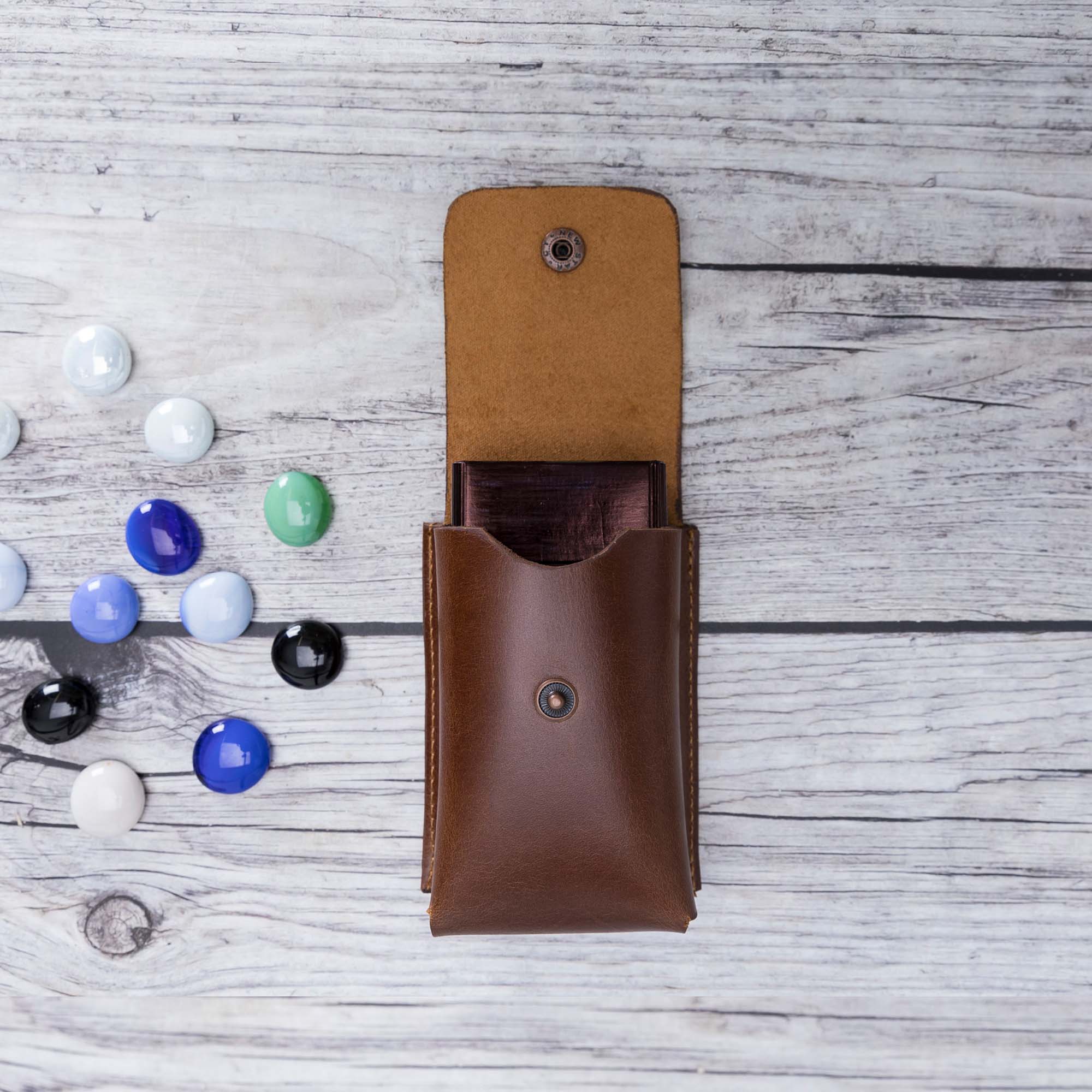 Troy Leather Case for Cigarette - BROWN - saracleather