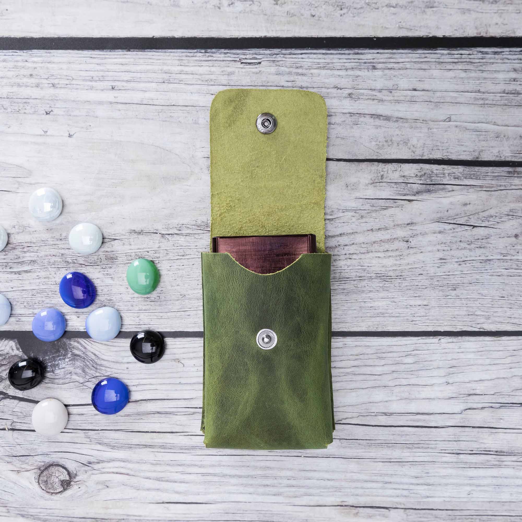 Troy Leather Case for Cigarette - GREEN - saracleather