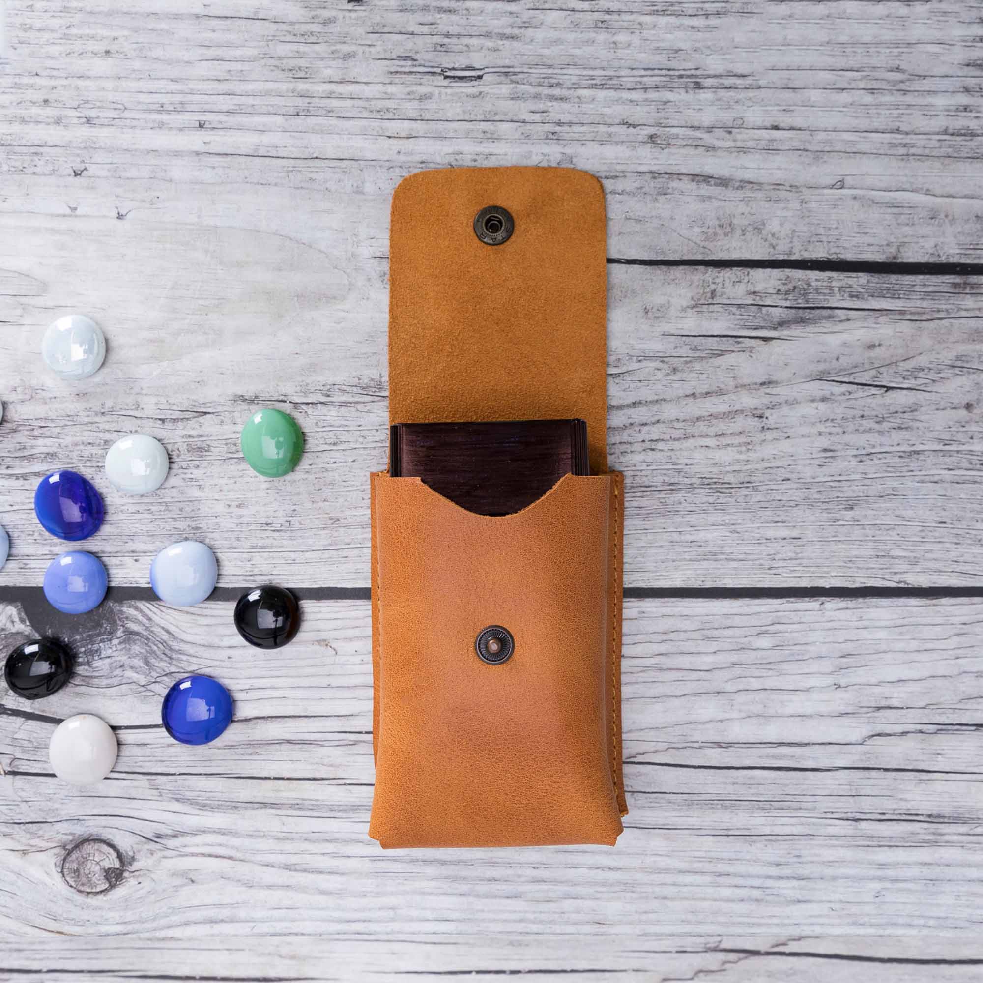 Troy Leather Case for Cigarette - TAN - saracleather