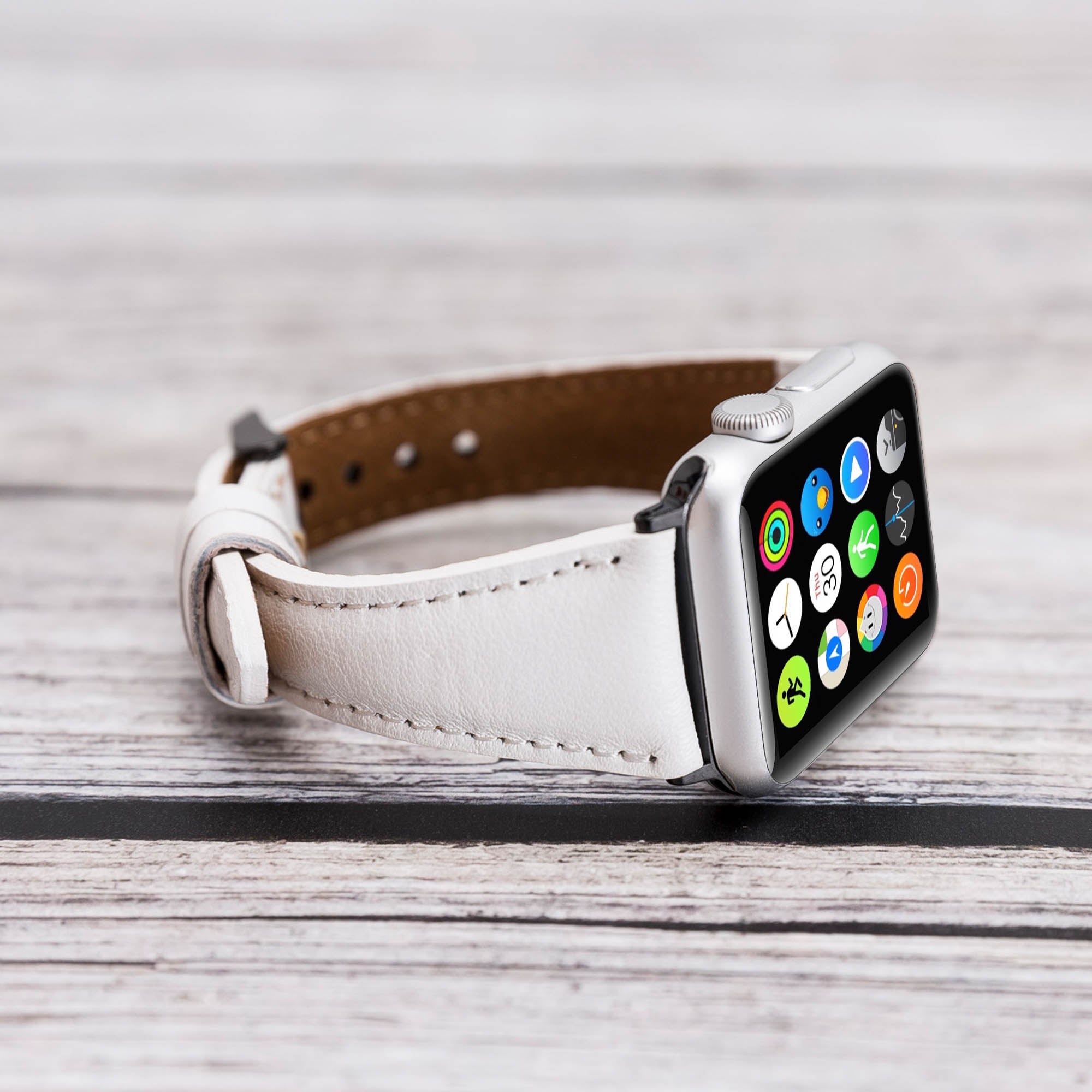 Slim Strap - Full Grain Leather Band for Apple Watch 38mm / 40mm - WHITE - saracleather