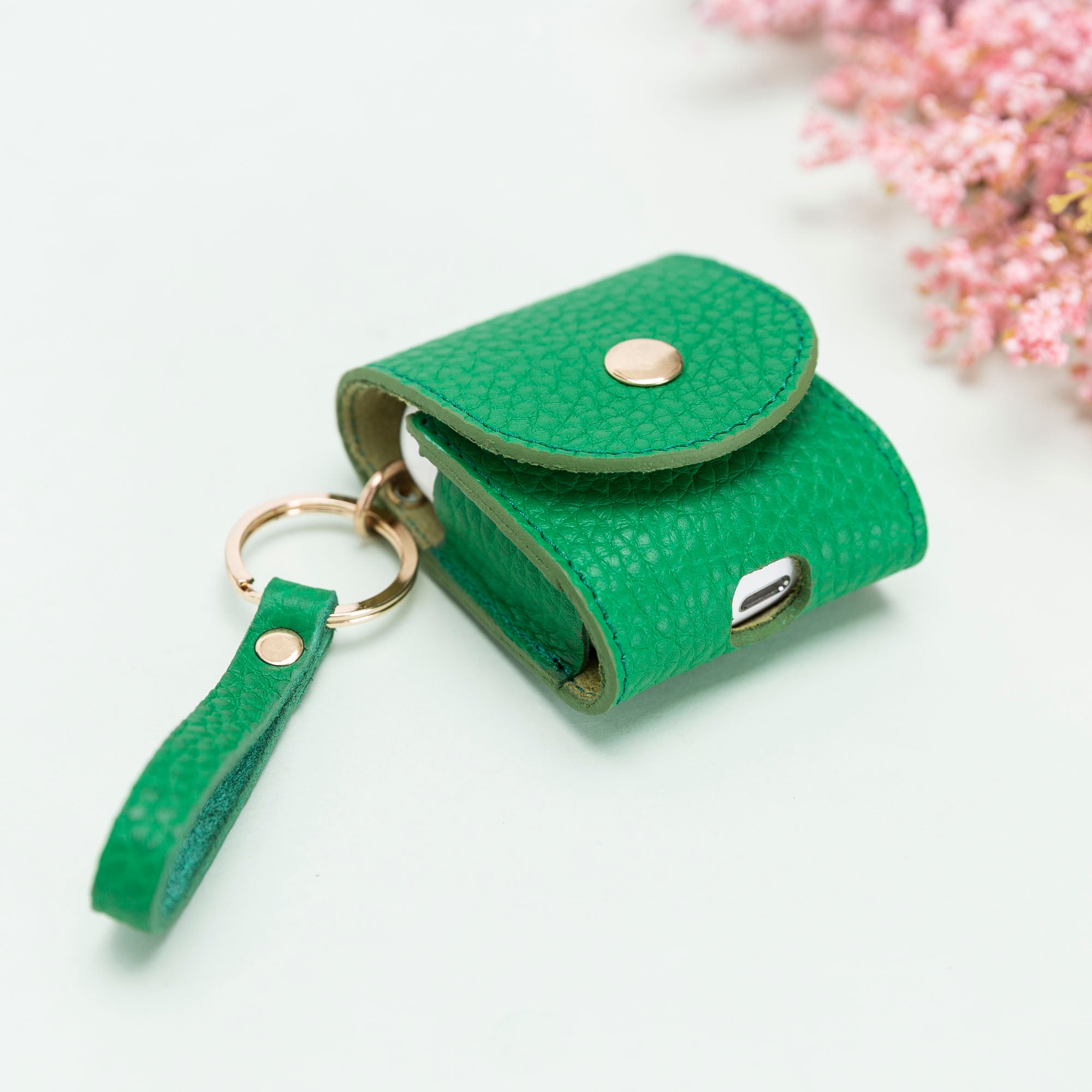 Mai Leather Case for AirPods 1 & 2 - GREEN - saracleather