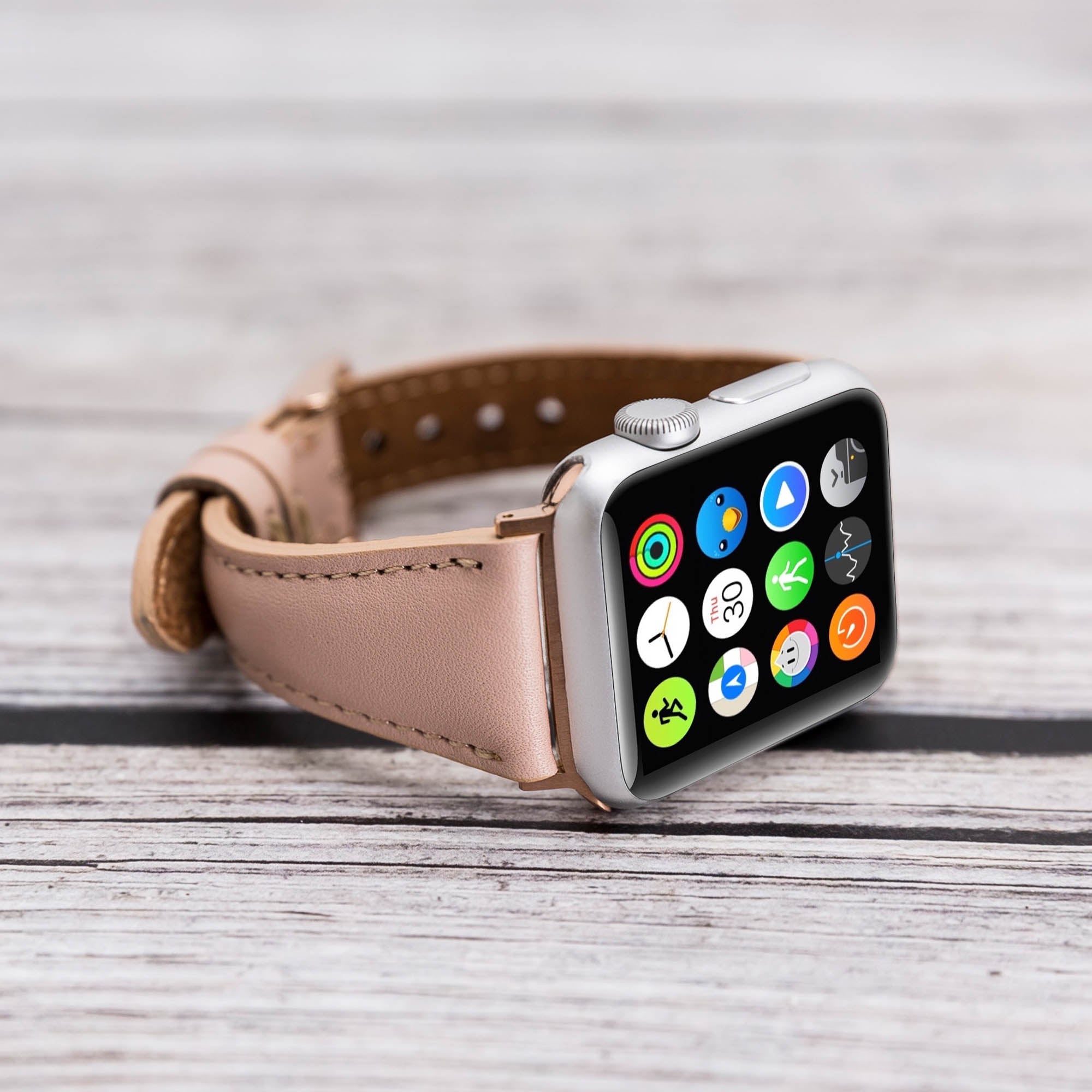 Slim Strap - Full Grain Leather Band for Apple Watch 38mm / 40mm - PINK - saracleather