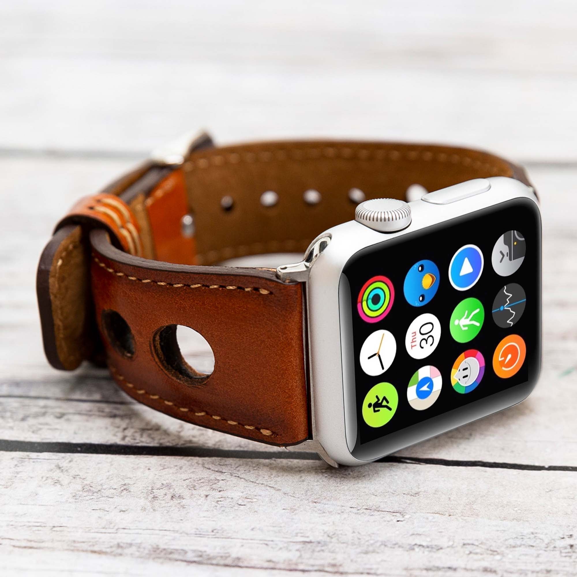 Holo Strap: Full Grain Leather Band for Apple Watch 38mm / 40mm - EFFECT TAN - saracleather