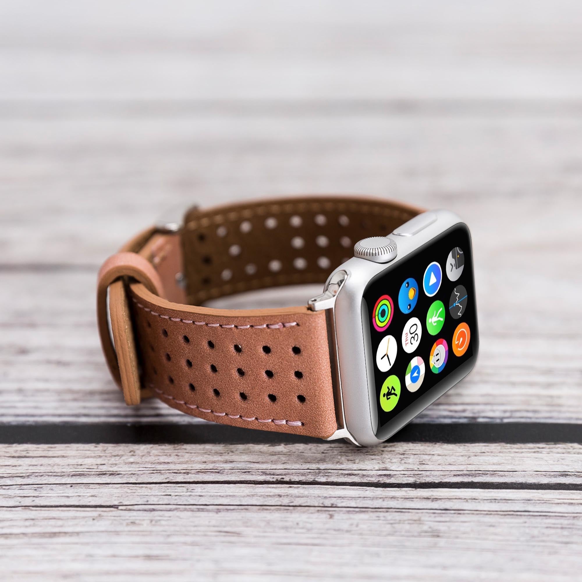 Full Grain Leather Band for Apple Watch - PINK - saracleather