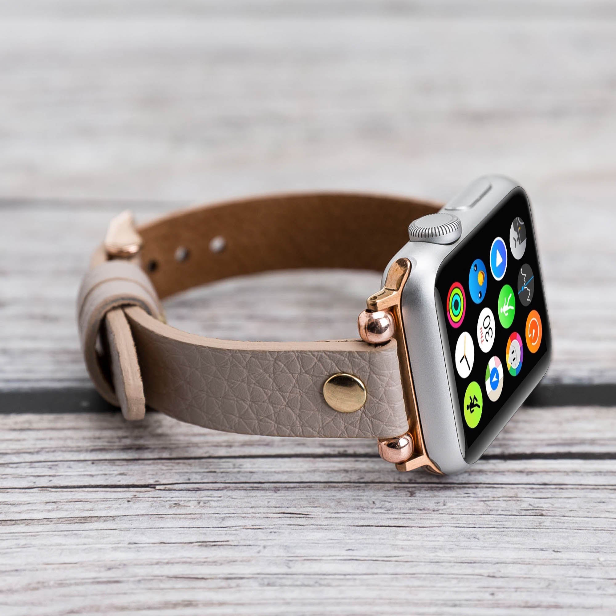 Ferro Strap - Full Grain Leather Band for Apple Watch - GRAY - saracleather