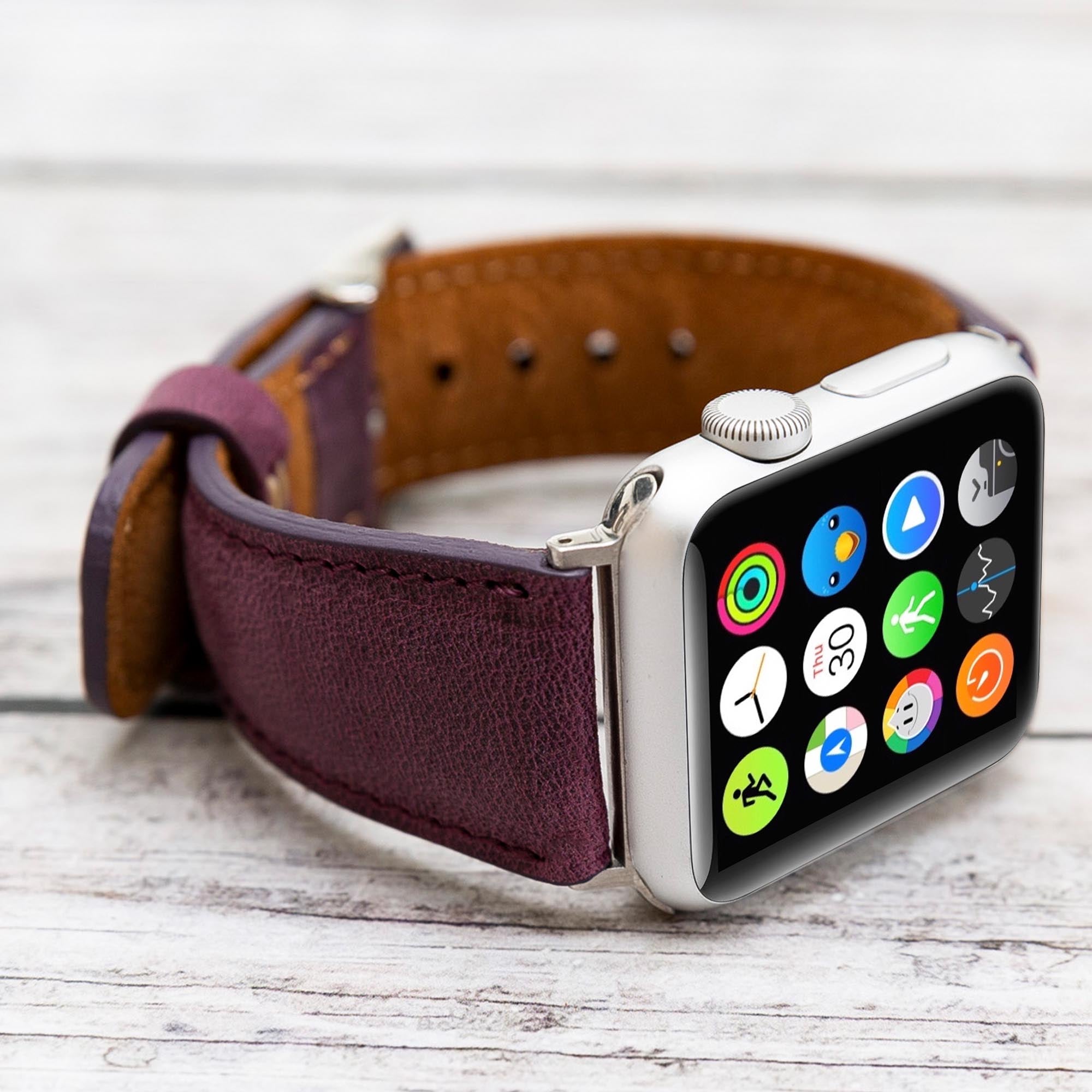 Full Grain Leather Band for Apple Watch - PURPLE - saracleather