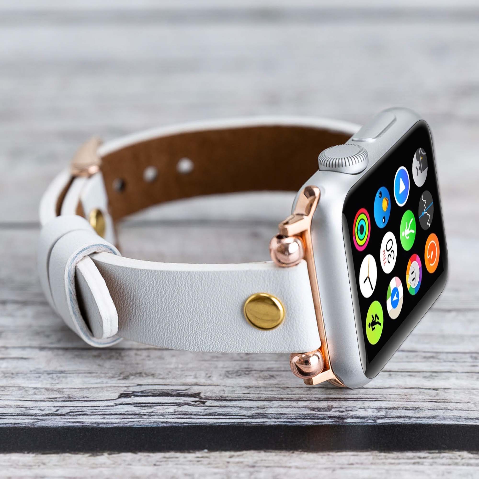 Ferro Strap - Full Grain Leather Band for Apple Watch - WHITE - saracleather