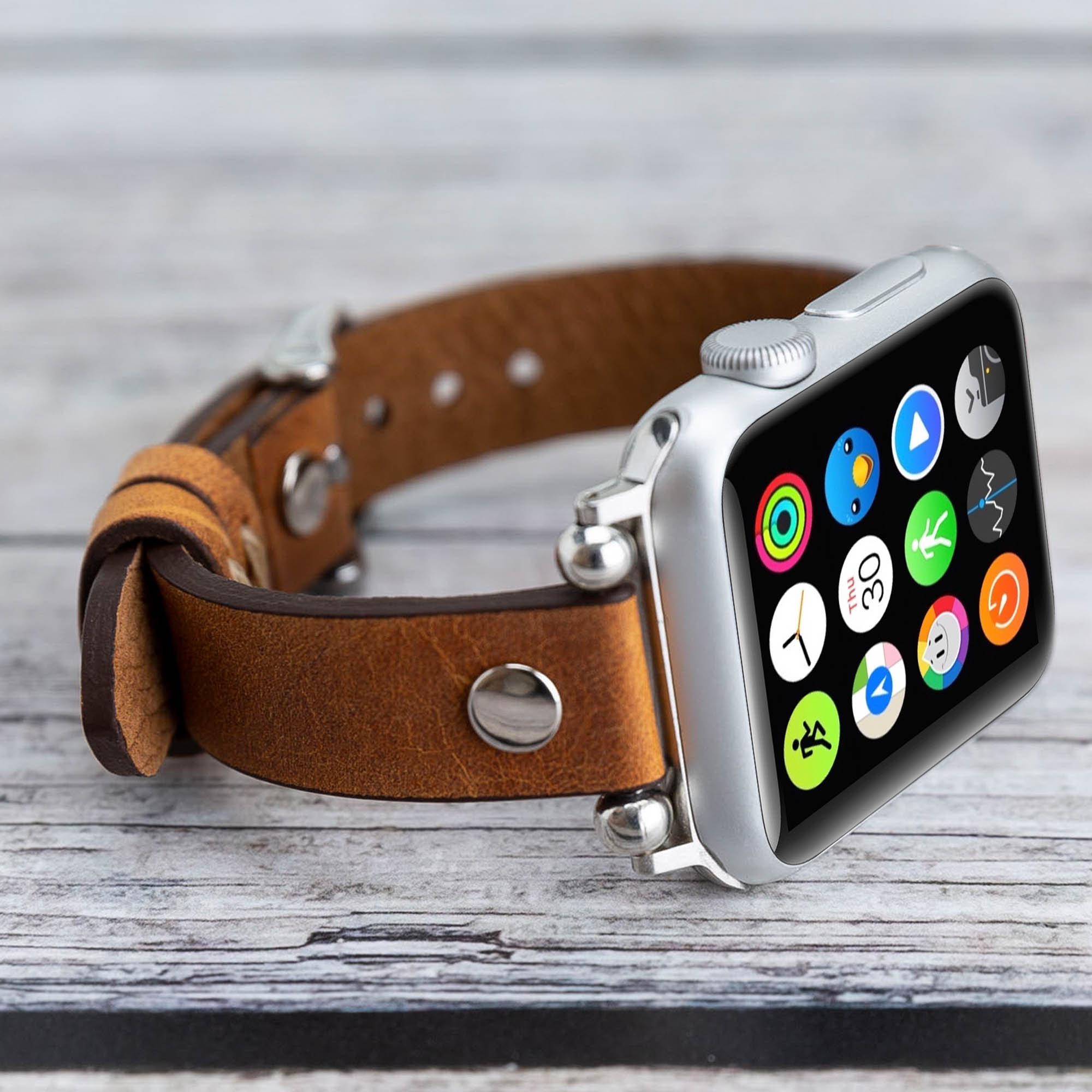 Ferro Strap - Full Grain Leather Band for Apple Watch - TAN - saracleather