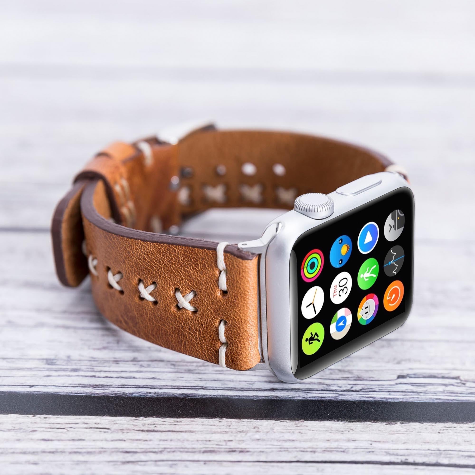 Full Grain Leather Band for Apple Watch - CAMEL - saracleather