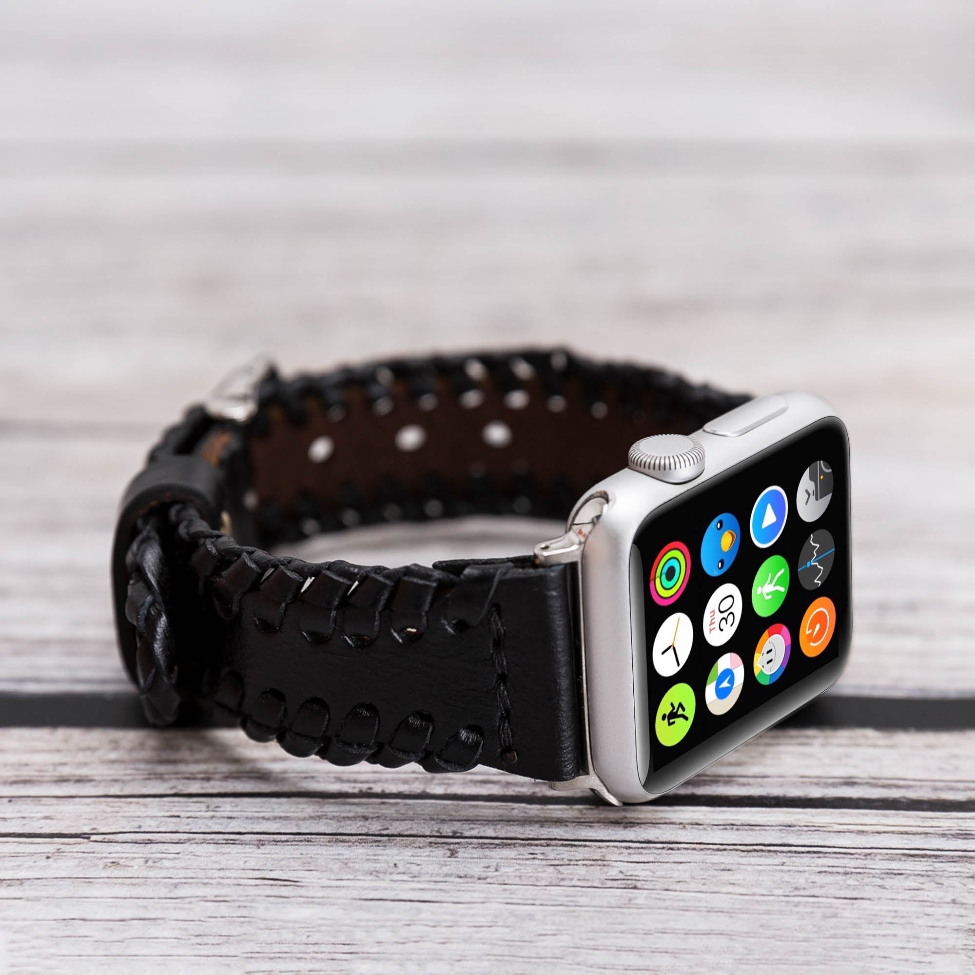 Full Grain Leather Band for Apple Watch - BLACK - saracleather