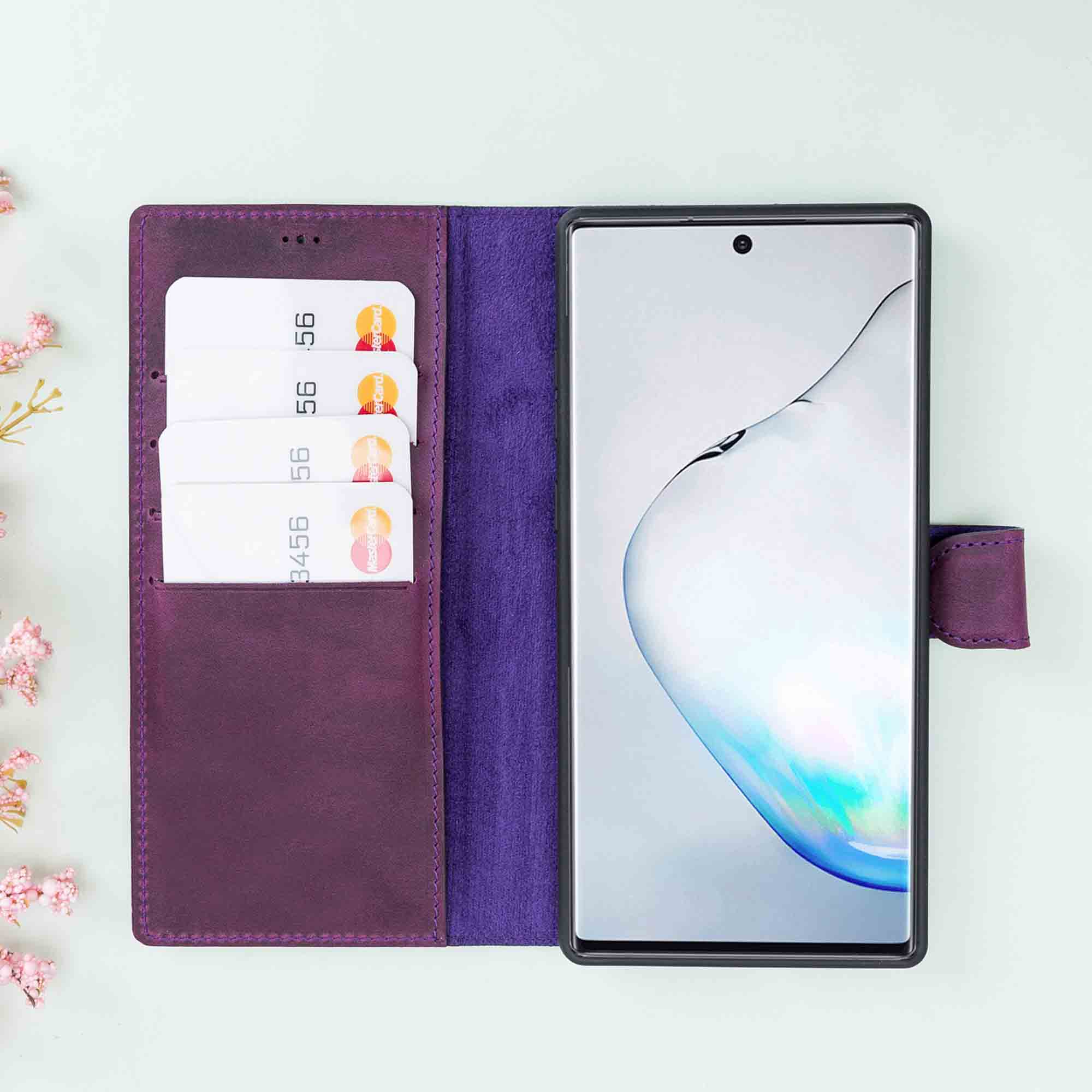 Magic Magnetic Detachable Leather Wallet Case for Samsung Galaxy Note 10 Plus / Note 10 Plus 5G - PURPLE - saracleather