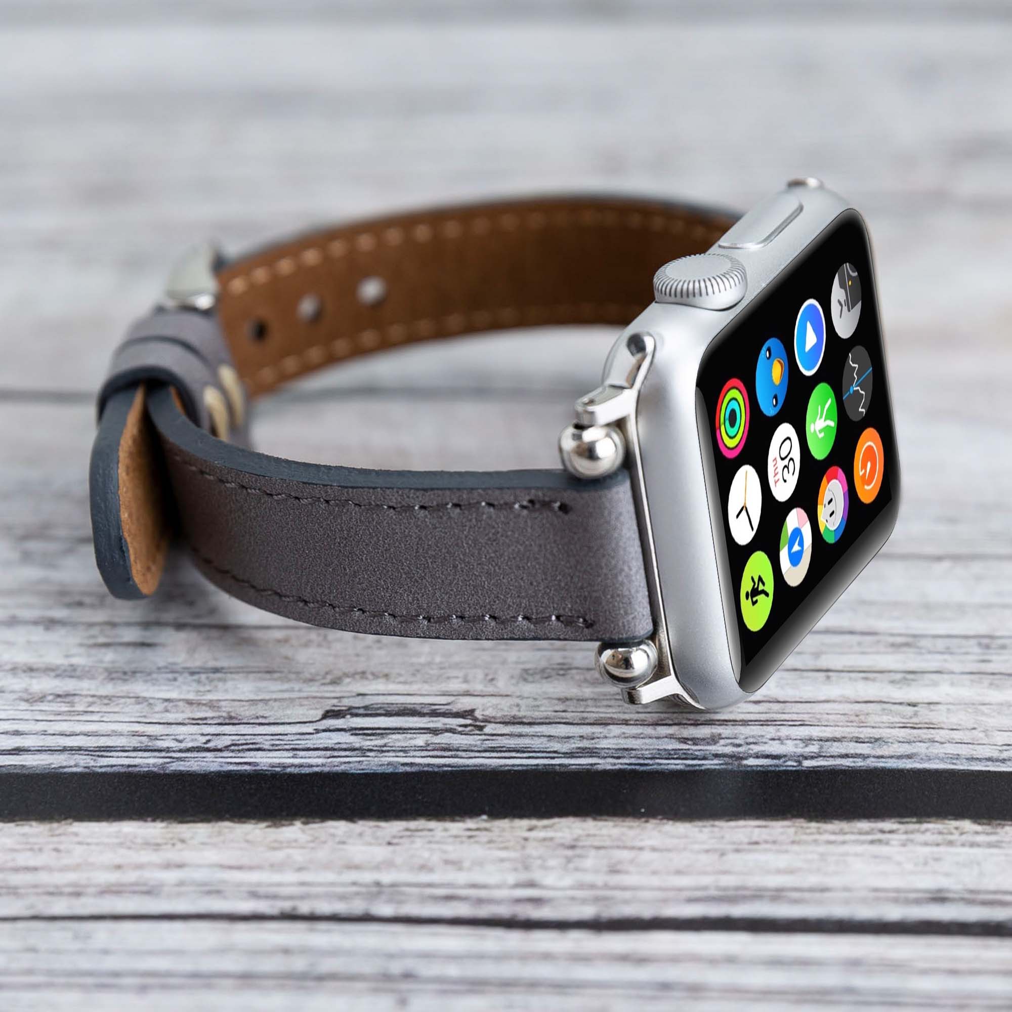 Ferro Strap - Full Grain Leather Band for Apple Watch - GRAY - saracleather