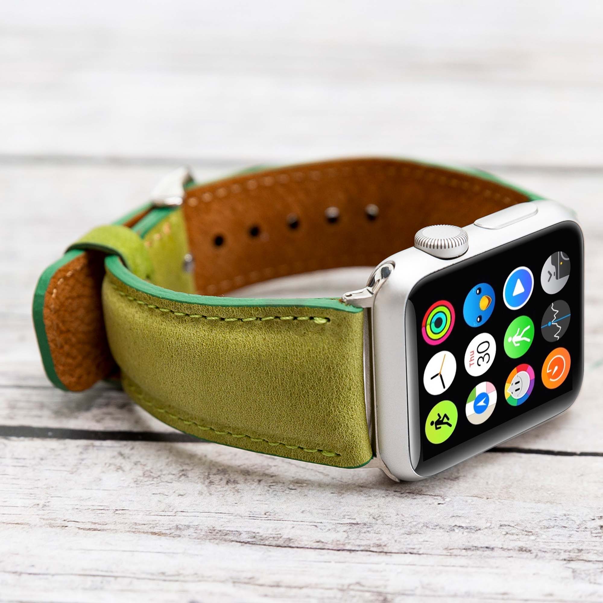 Full Grain Leather Band for Apple Watch - GREEN - saracleather